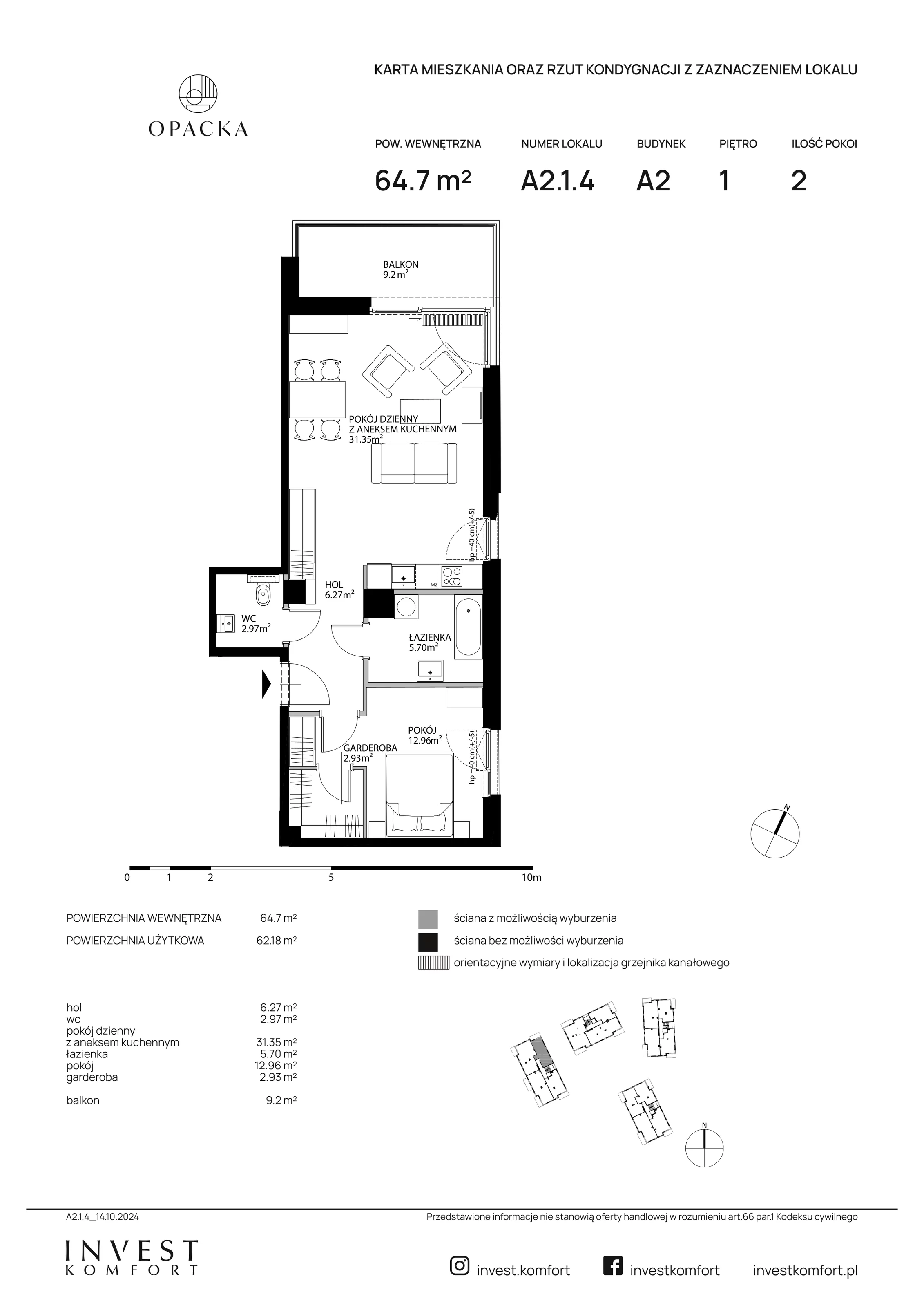 Apartament 64,70 m², piętro 1, oferta nr OPAC_OPAC_A2.1.4, Opacka, Gdańsk, Oliwa, ul. Opacka