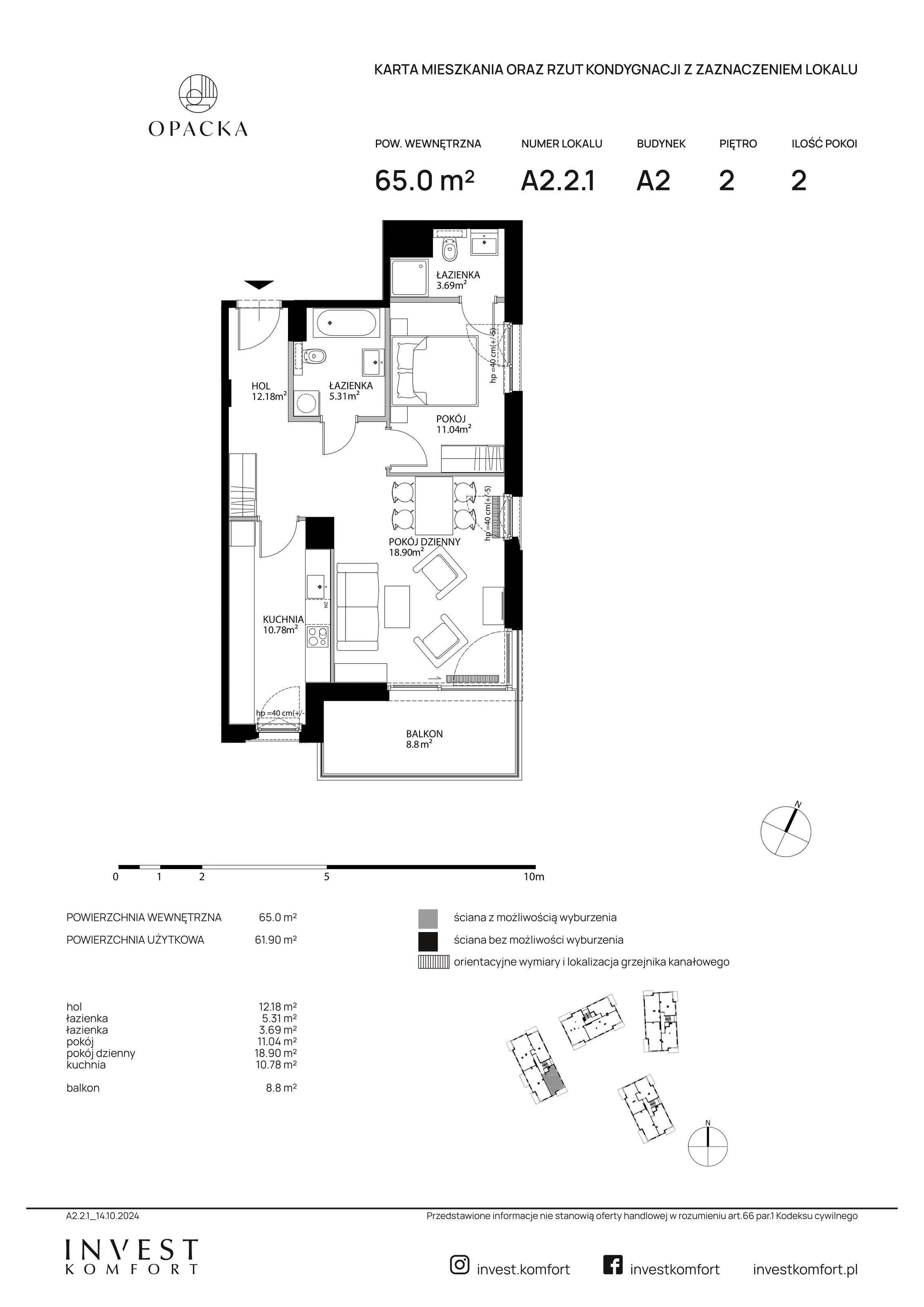 Apartament 65,00 m², piętro 2, oferta nr OPAC_OPAC_A2.2.1, Opacka, Gdańsk, Oliwa, ul. Opacka