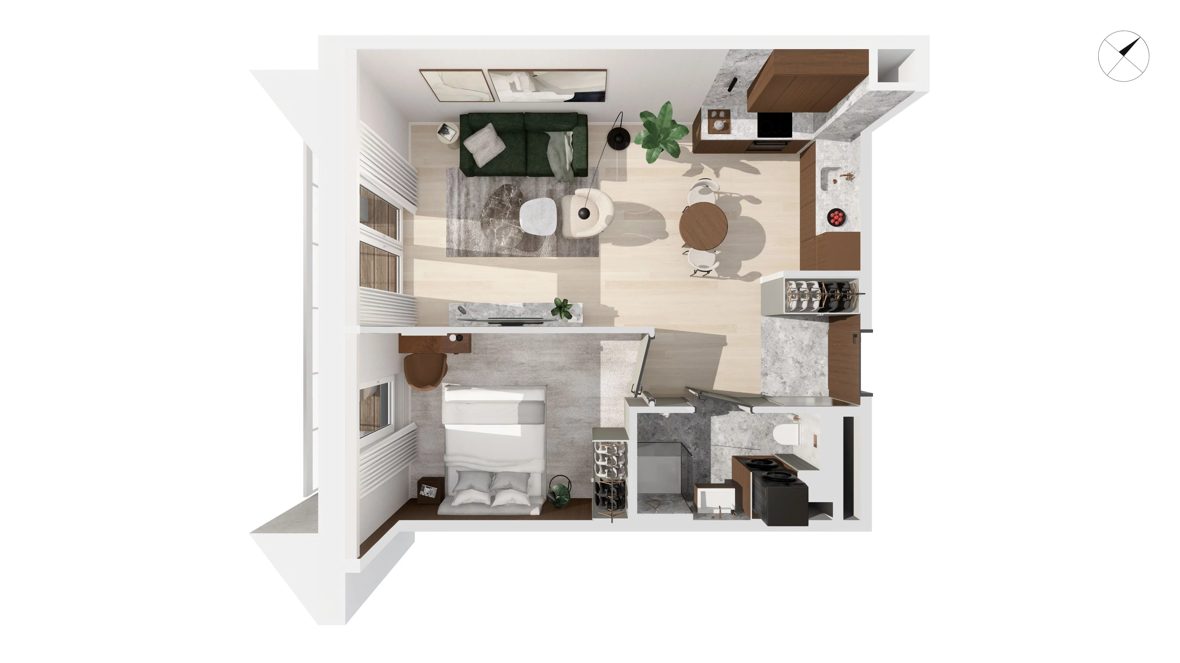2 pokoje, apartament 47,20 m², piętro 1, oferta nr WITA_A_A1.2.3, Wita 77, Gdańsk, Strzyża, ul. Wita Stwosza 77
