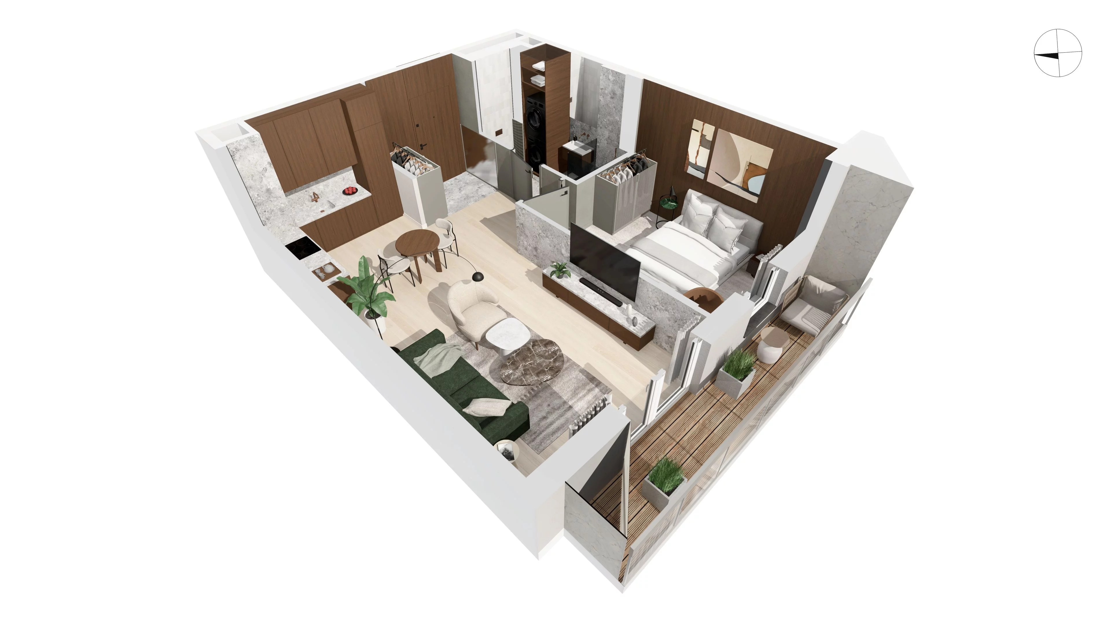 2 pokoje, apartament 47,20 m², piętro 1, oferta nr WITA_A_A1.2.3, Wita 77, Gdańsk, Strzyża, ul. Wita Stwosza 77