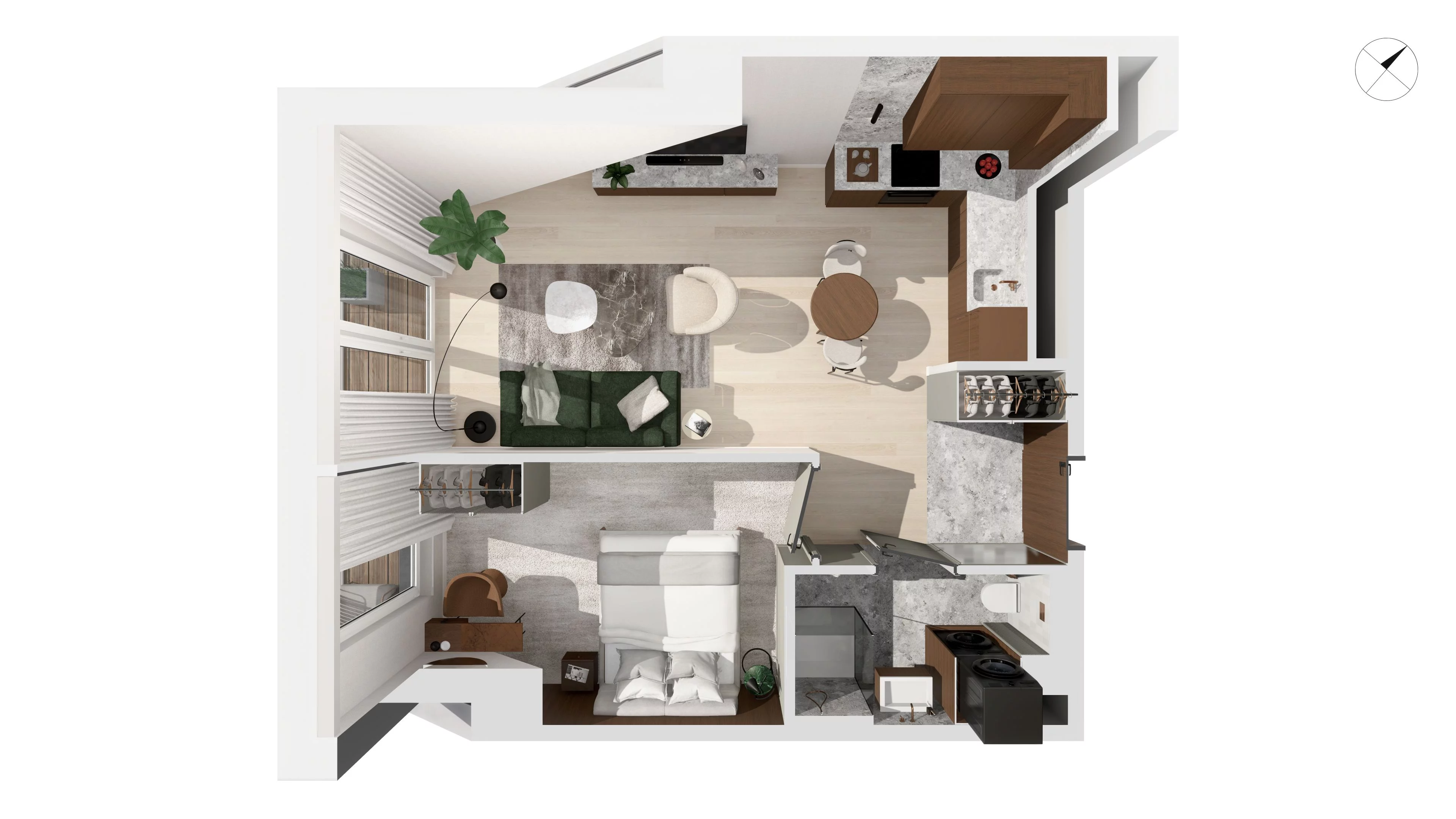 2 pokoje, apartament 44,30 m², piętro 4, oferta nr WITA_A_A1.5.4, Wita 77, Gdańsk, Strzyża, ul. Wita Stwosza 77