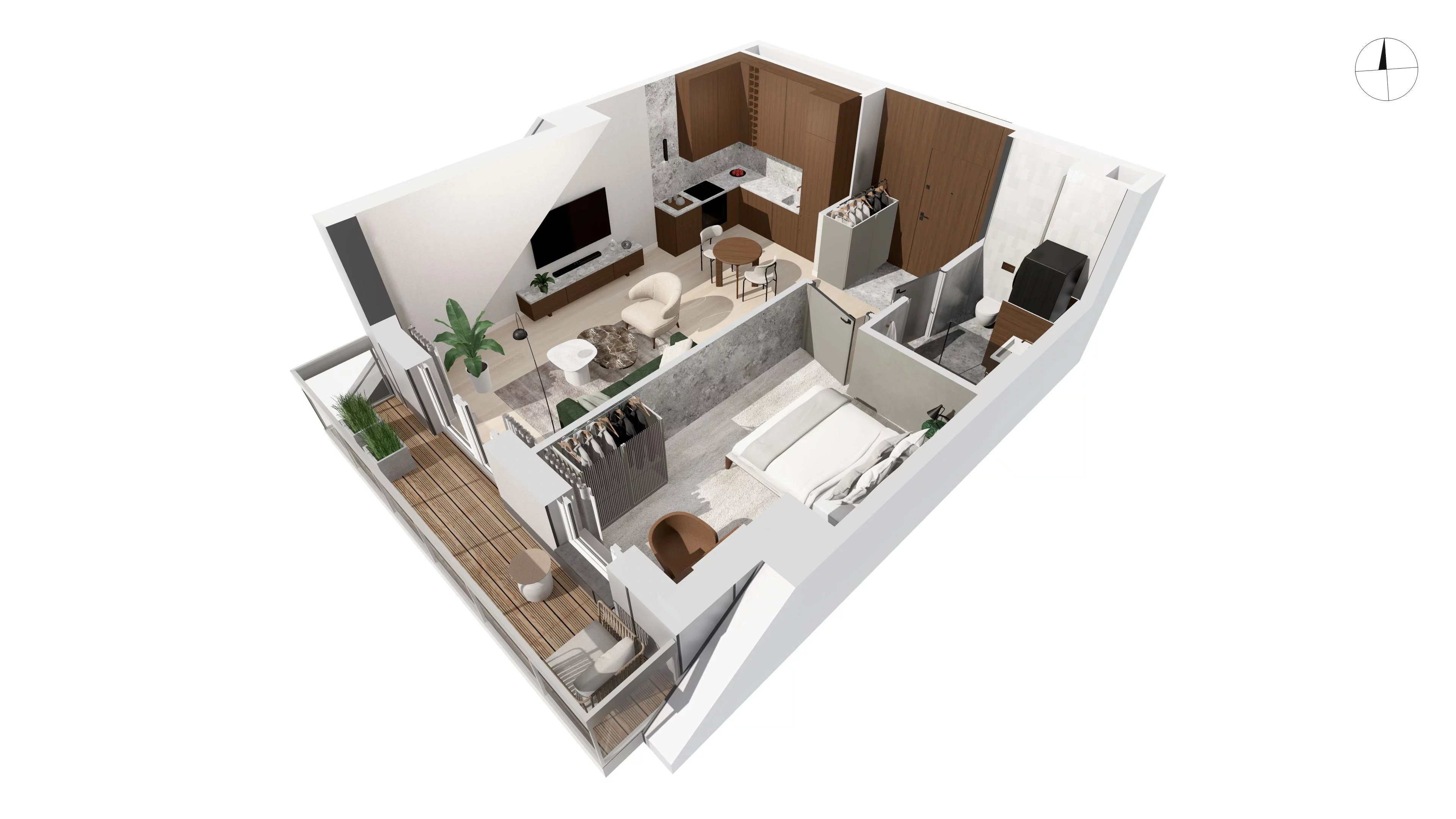 2 pokoje, apartament 44,30 m², piętro 4, oferta nr WITA_A_A1.5.4, Wita 77, Gdańsk, Strzyża, ul. Wita Stwosza 77