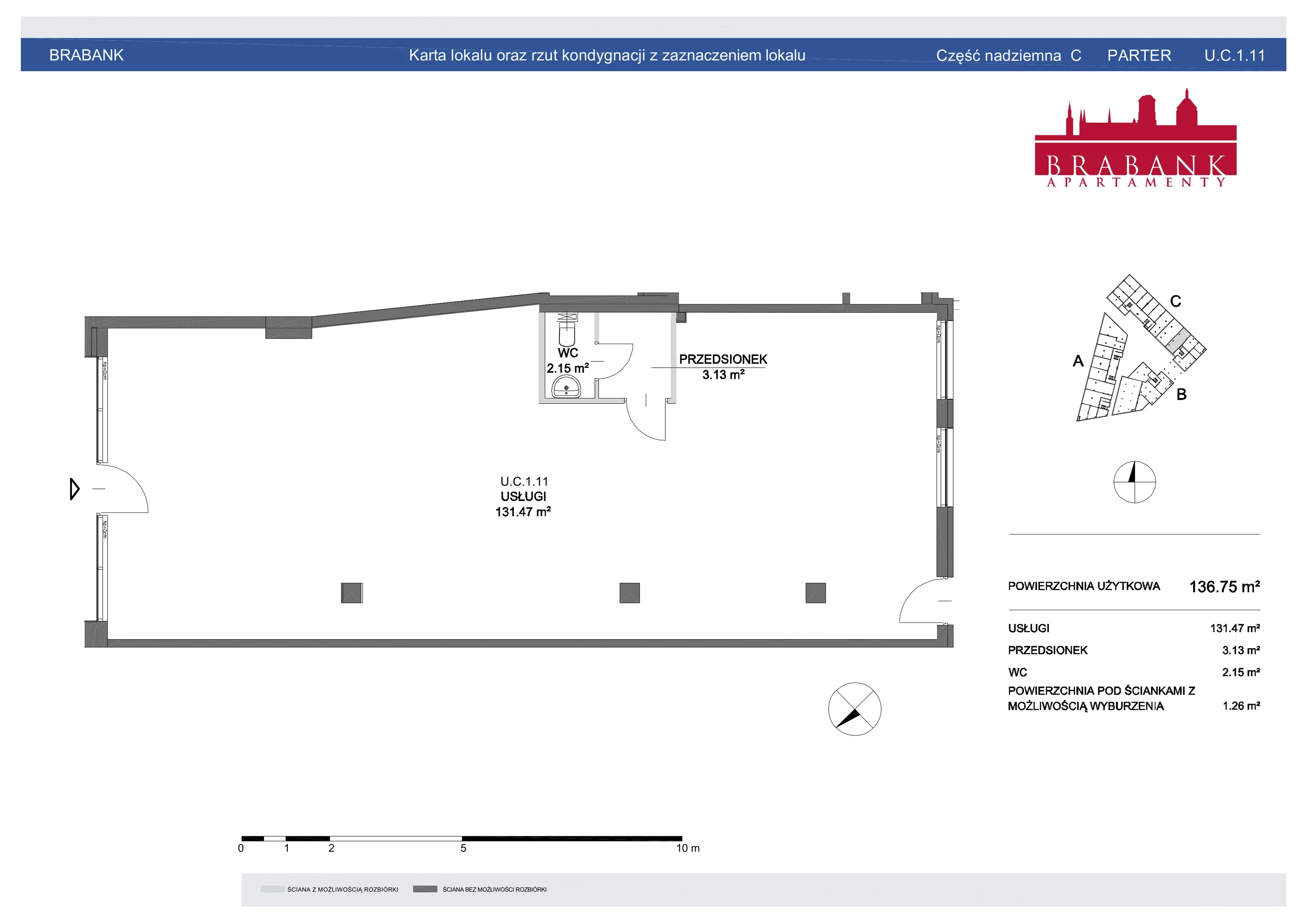 Lokal użytkowy 136,75 m², oferta nr U.C.1.11, Brabank - lokale użytkowe, Gdańsk, Śródmieście, ul. Stara Stocznia/Wałowa