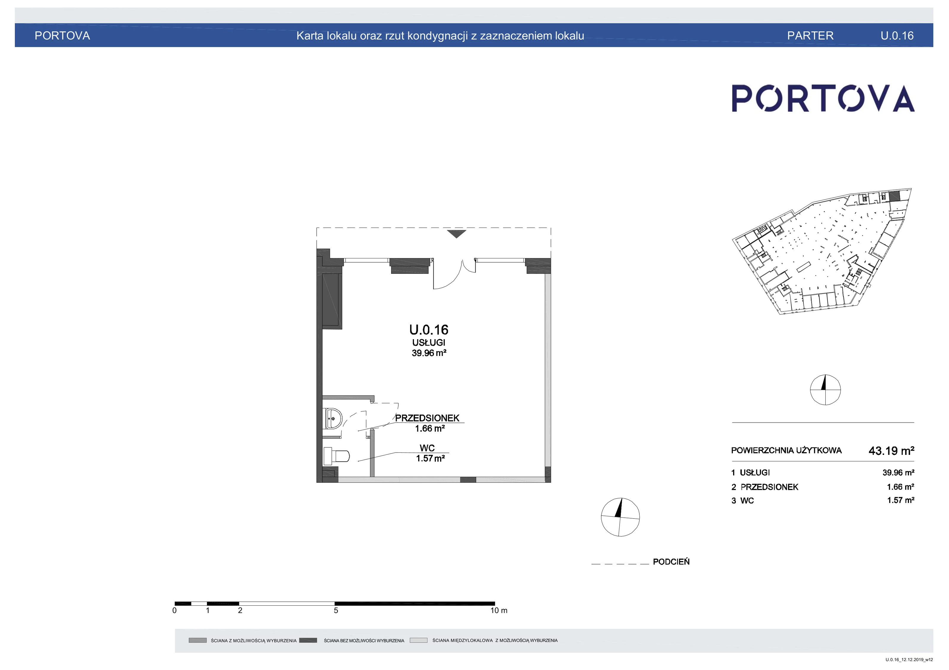 Lokal użytkowy 43,19 m², oferta nr U.0.16 , Portova - lokale usługowe, Gdynia, Śródmieście, ul. Węglowa 22/24