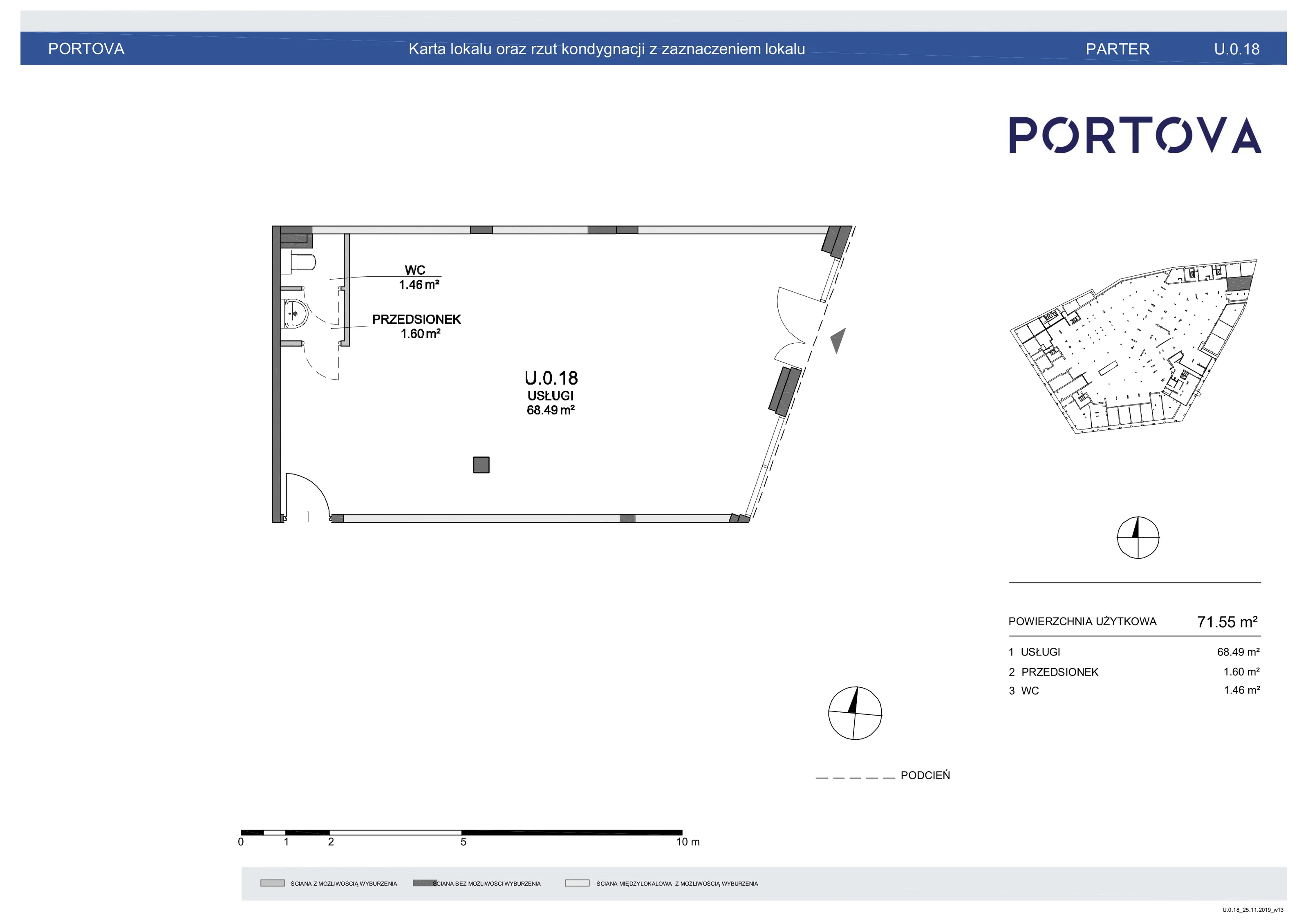 Lokal użytkowy 71,55 m², oferta nr U.0.18 , Portova - lokale usługowe, Gdynia, Śródmieście, ul. Węglowa 22/24