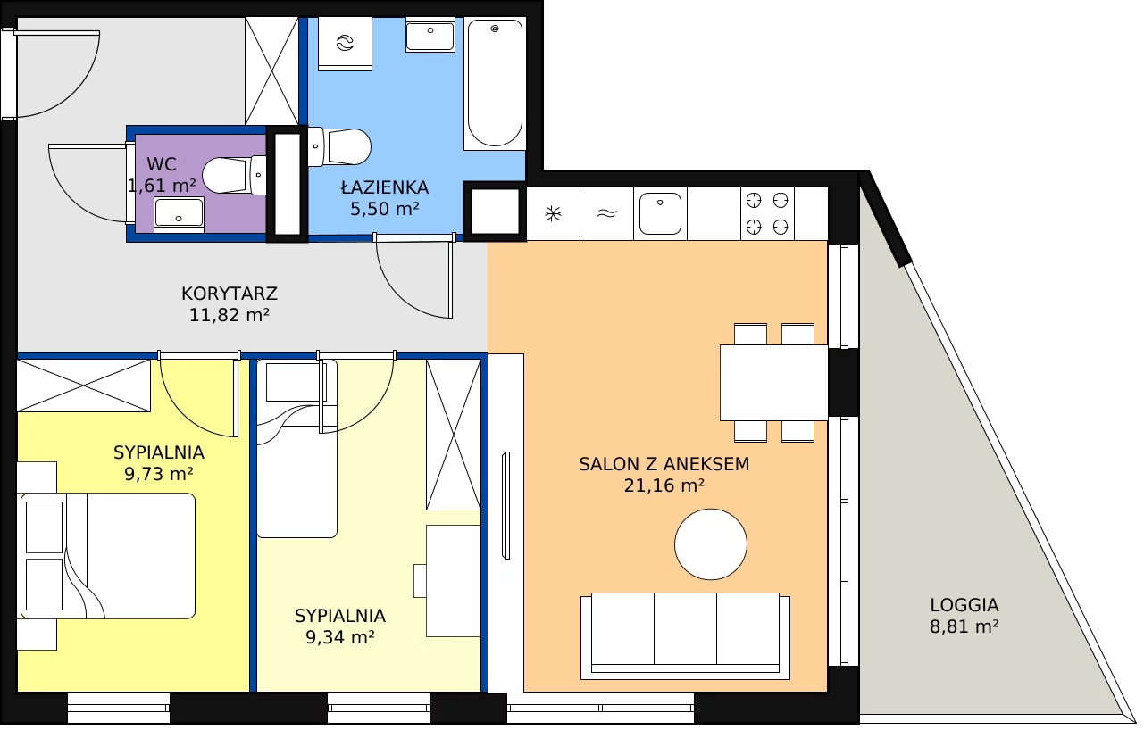 Zalety mieszkania 59.16 m², 68c/6