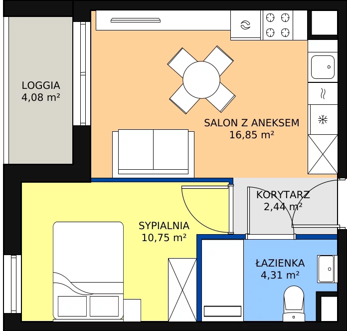 Zalety mieszkania 34.35 m², 68c/37