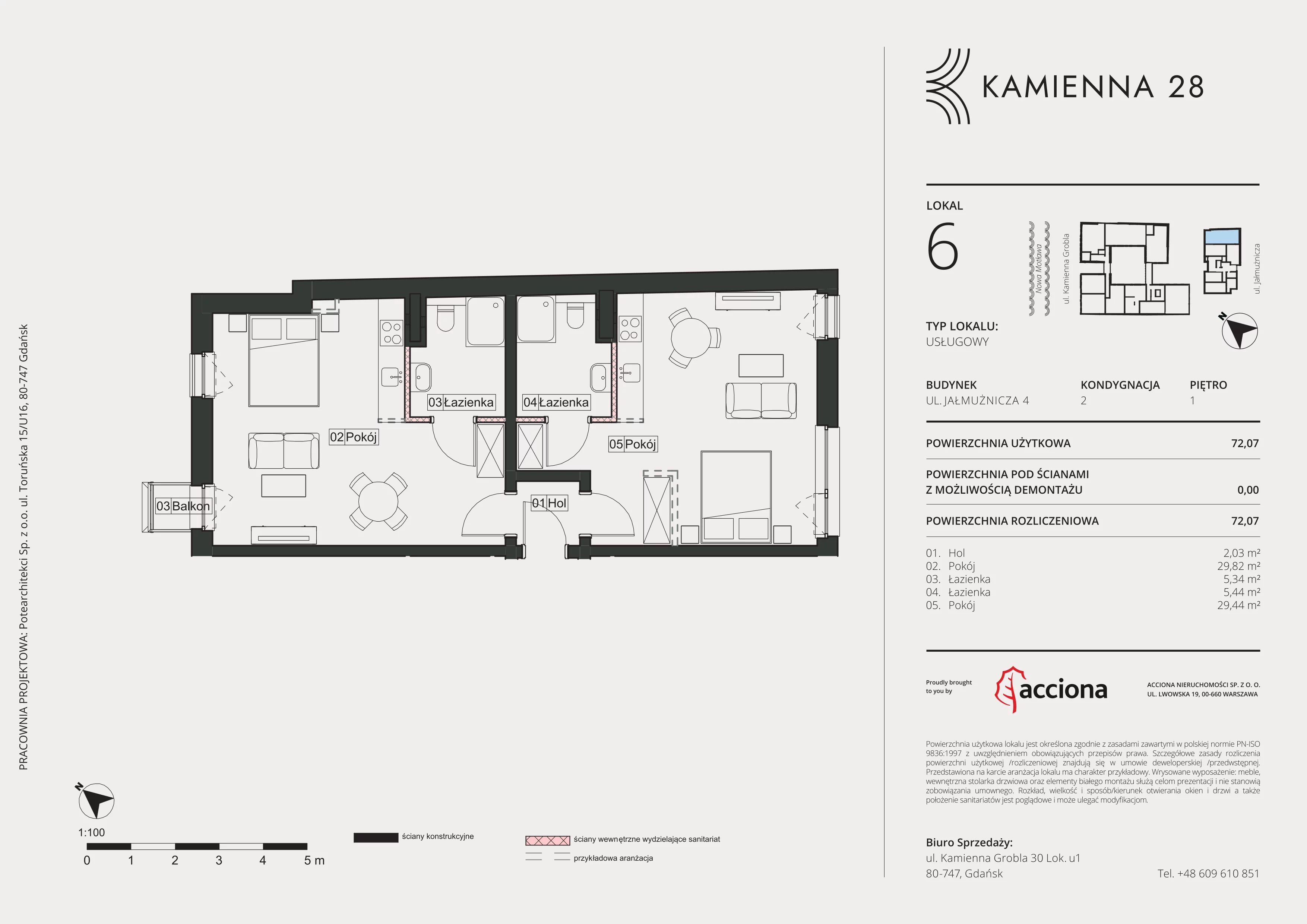 1 pokój, apartament inwestycyjny 72,07 m², piętro 1, oferta nr 4.6, Kamienna 28 - apartamenty inwestycyjne, Gdańsk, Śródmieście, Dolne Miasto, ul. Jałmużnicza 4