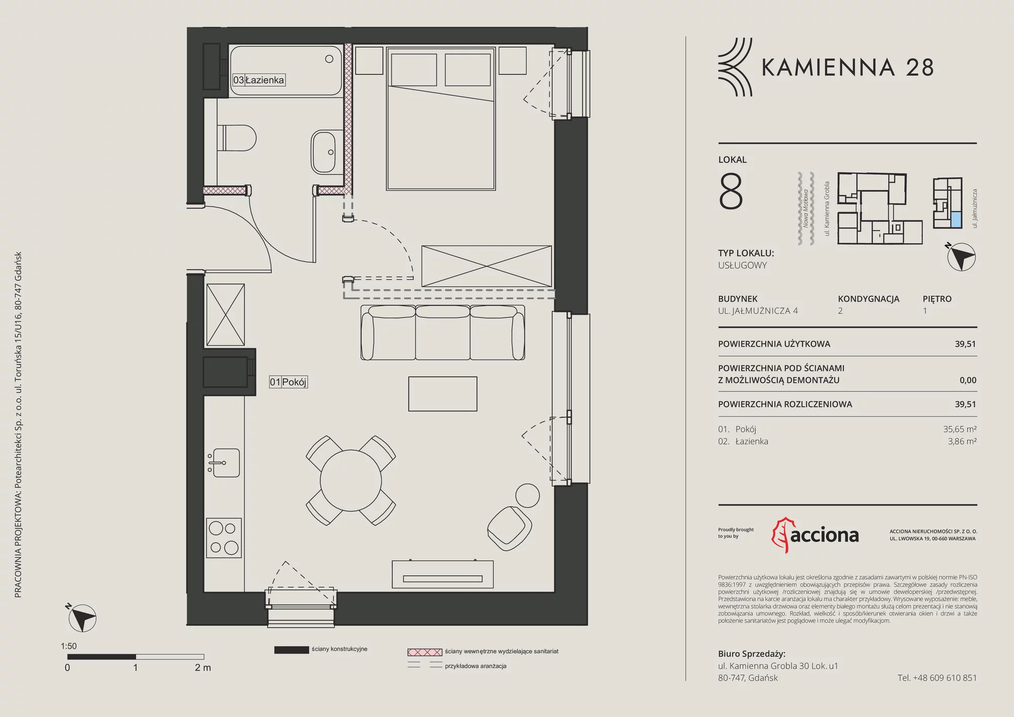 Apartament inwestycyjny 39,51 m², piętro 1, oferta nr 4.8, Kamienna 28 - apartamenty inwestycyjne, Gdańsk, Śródmieście, Dolne Miasto, ul. Jałmużnicza 4