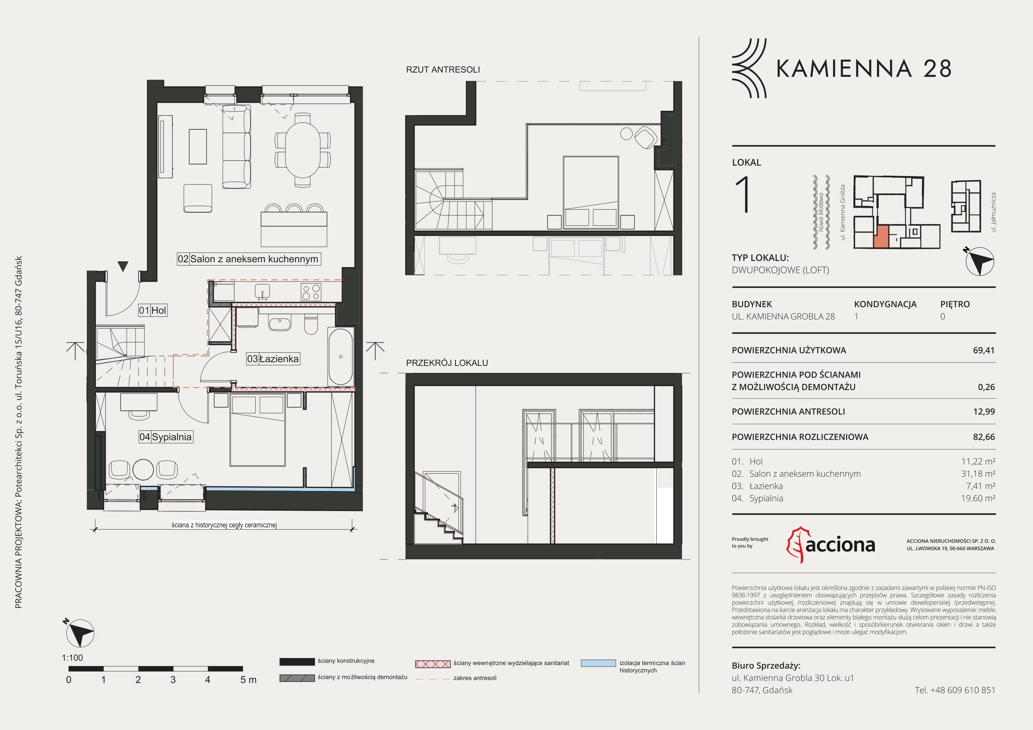 2 pokoje, apartament 82,66 m², parter, oferta nr 28.1, Kamienna 28, Gdańsk, Śródmieście, Dolne Miasto, ul. Kamienna Grobla 28