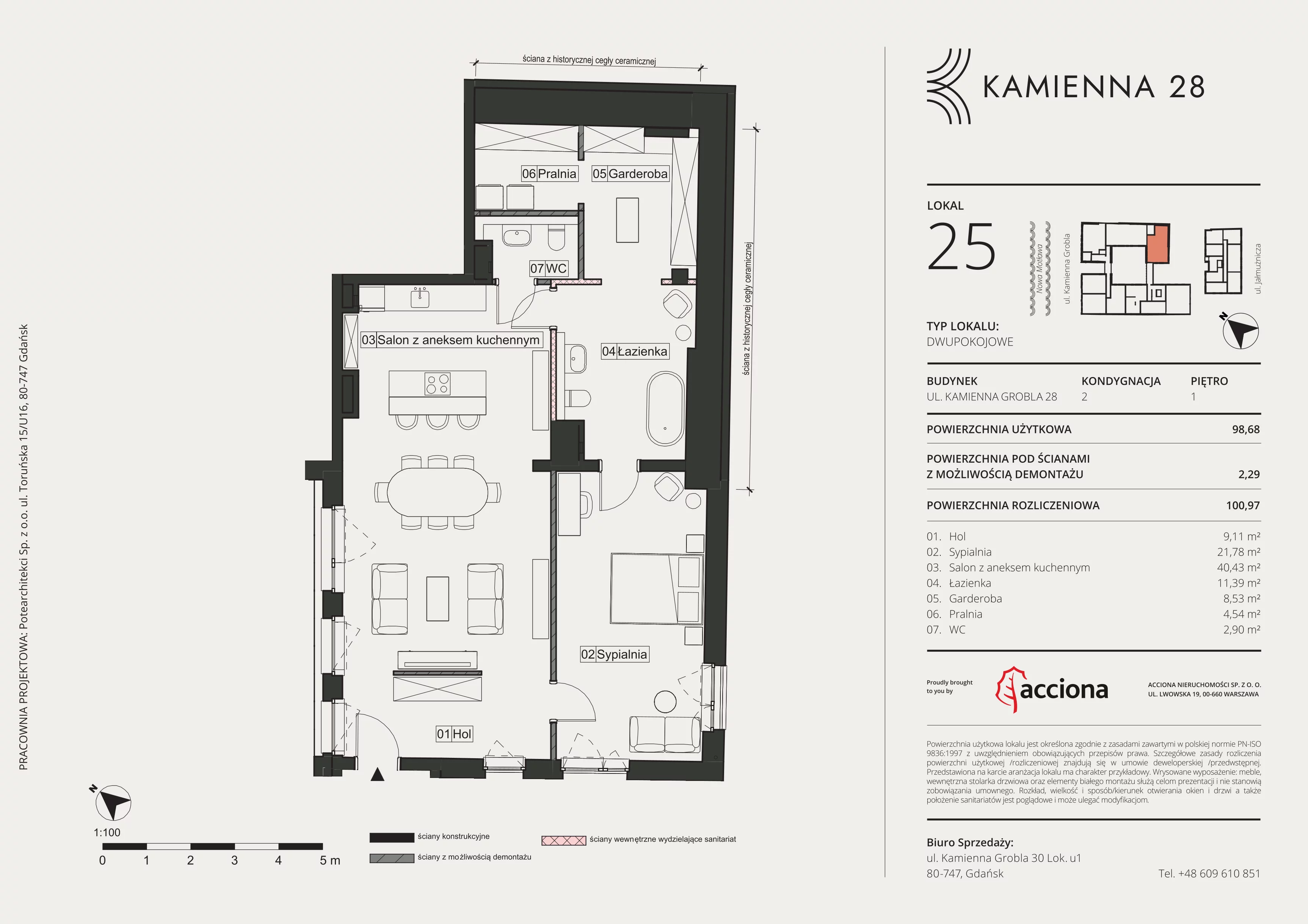 2 pokoje, apartament 100,97 m², piętro 1, oferta nr 28.25, Kamienna 28, Gdańsk, Śródmieście, Dolne Miasto, ul. Kamienna Grobla 28