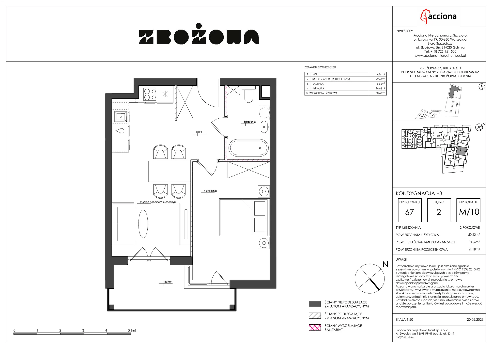 Mieszkanie 51,18 m², piętro 2, oferta nr 67.10, Zbożowa, Gdynia, Cisowa, ul. Zbożowa