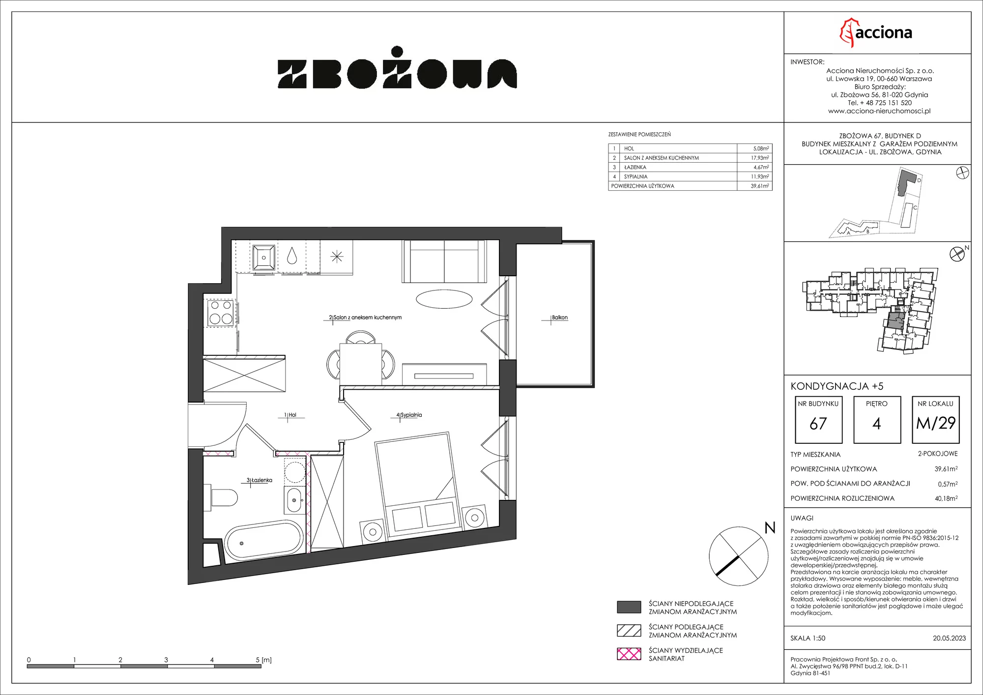 Mieszkanie 40,18 m², piętro 4, oferta nr 67.29, Zbożowa, Gdynia, Cisowa, ul. Zbożowa