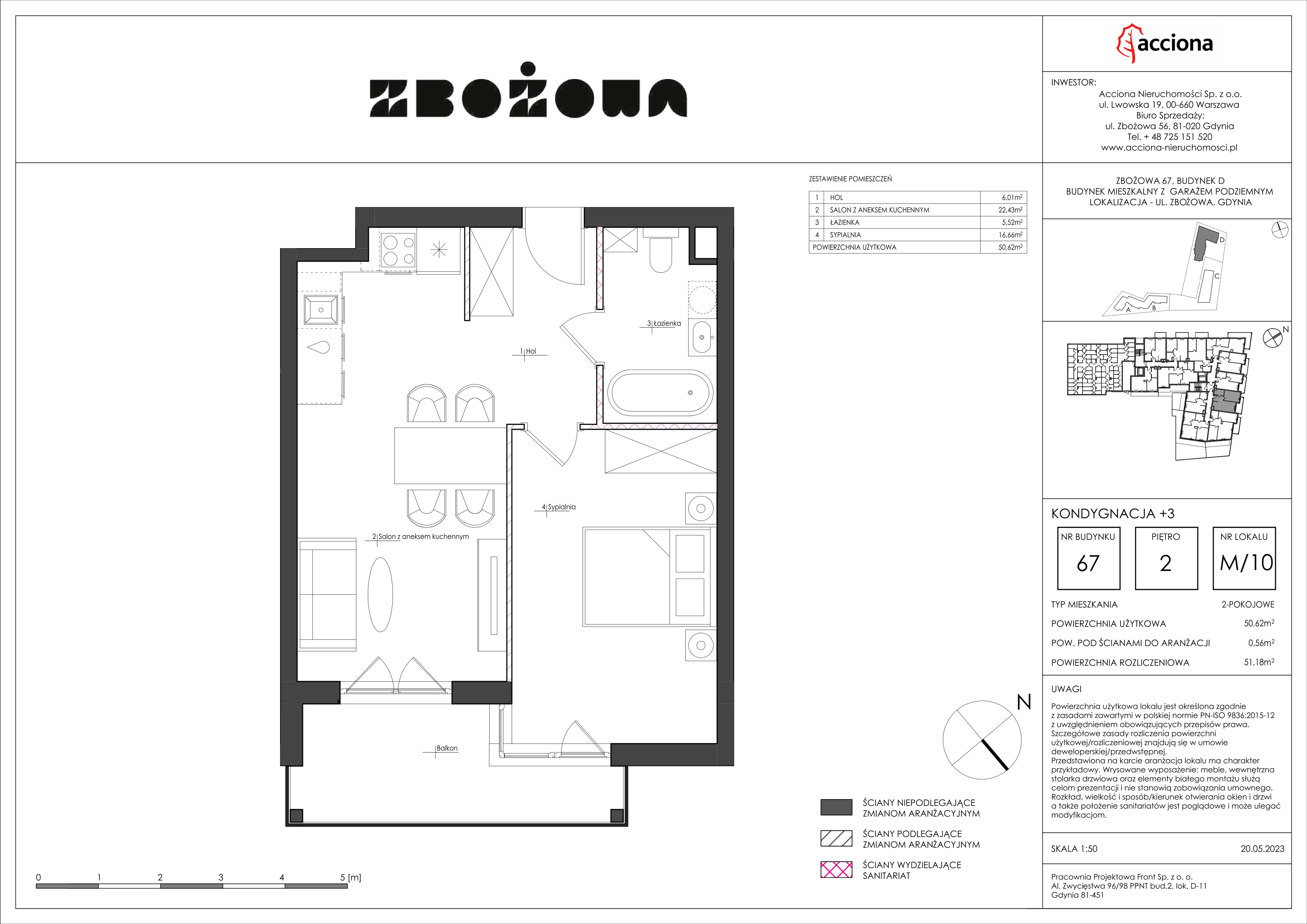 2 pokoje, mieszkanie 51,18 m², piętro 2, oferta nr 67.10, Zbożowa, Gdynia, Cisowa, ul. Zbożowa