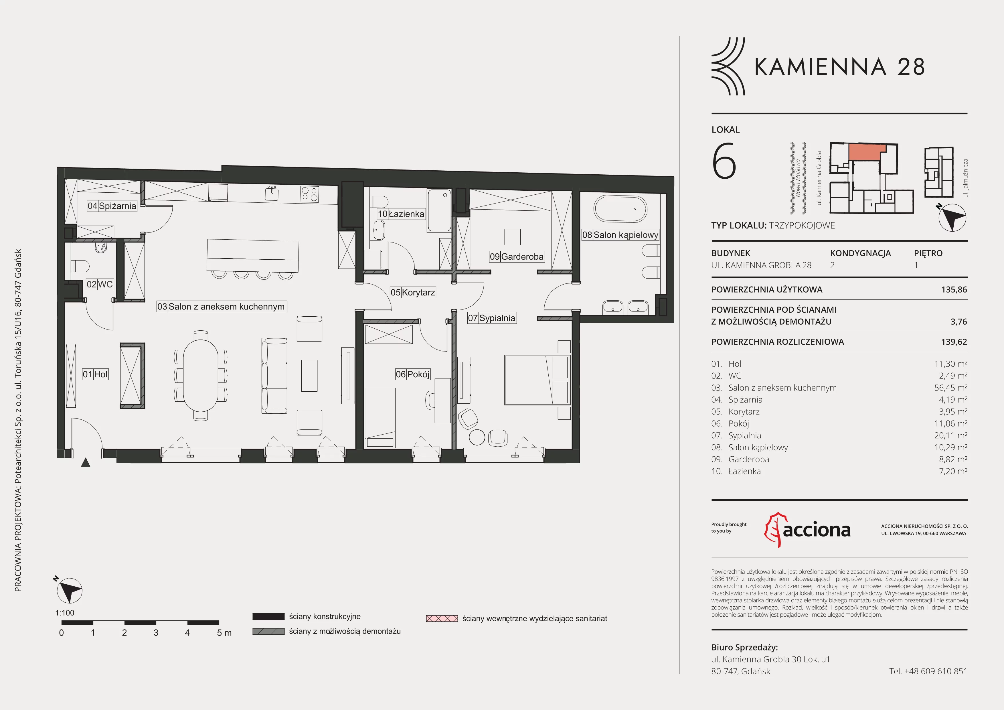 3 pokoje, apartament 139,62 m², piętro 1, oferta nr 28.6, Kamienna 28, Gdańsk, Śródmieście, Dolne Miasto, ul. Kamienna Grobla 28
