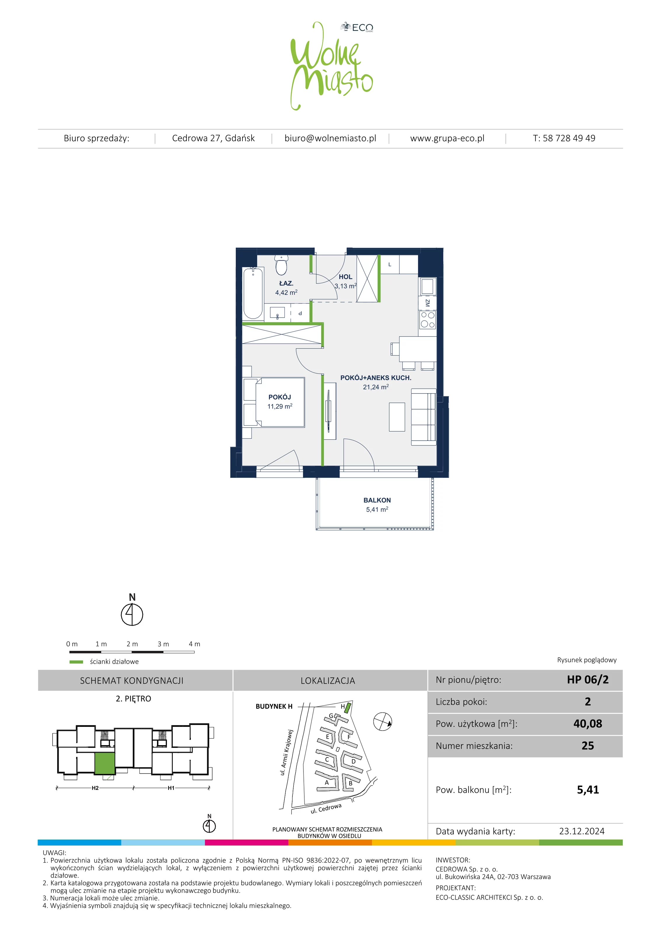 2 pokoje, mieszkanie 40,08 m², piętro 2, oferta nr 25, Wolne Miasto, Gdańsk, Ujeścisko-Łostowice, Ujeścisko, ul. Cedrowa 33