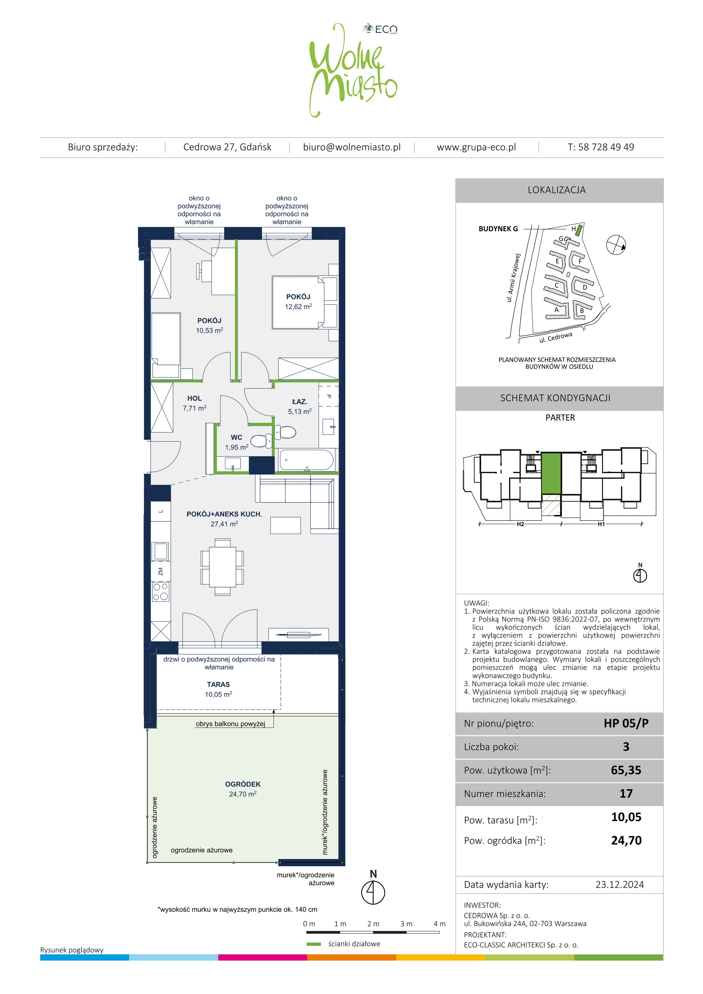 3 pokoje, mieszkanie 65,35 m², parter, oferta nr 17, Wolne Miasto, Gdańsk, Ujeścisko-Łostowice, Ujeścisko, ul. Cedrowa 33