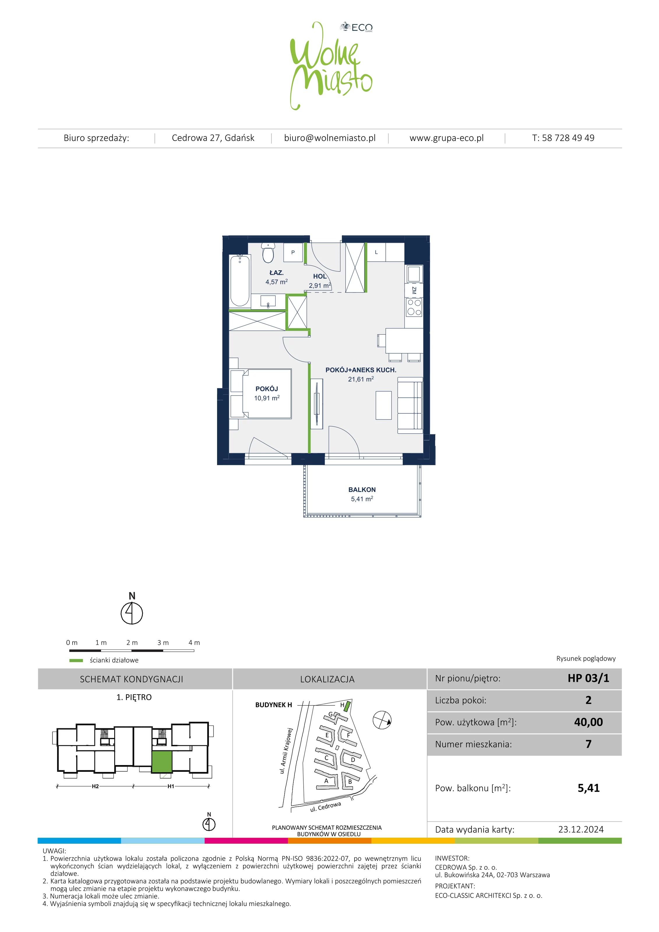 2 pokoje, mieszkanie 40,00 m², piętro 1, oferta nr 7, Wolne Miasto, Gdańsk, Ujeścisko-Łostowice, Ujeścisko, ul. Cedrowa 33
