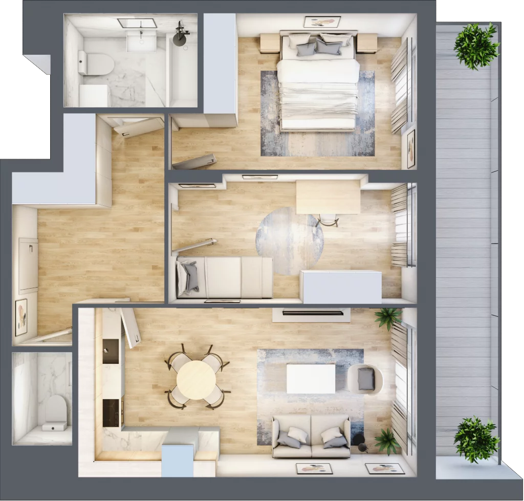 3 pokoje, mieszkanie 59,54 m², piętro 1, oferta nr WJ-E1-LM-06, Wojciechowska Square, Lublin, Konstantynów, Konstantynów, ul. Wojciechowska 40