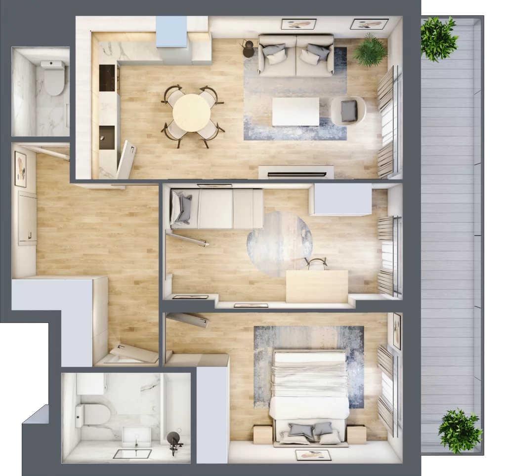 3 pokoje, mieszkanie 59,54 m², piętro 2, oferta nr WJ-E1-LM-12, Wojciechowska Square, Lublin, Konstantynów, Konstantynów, ul. Wojciechowska 40