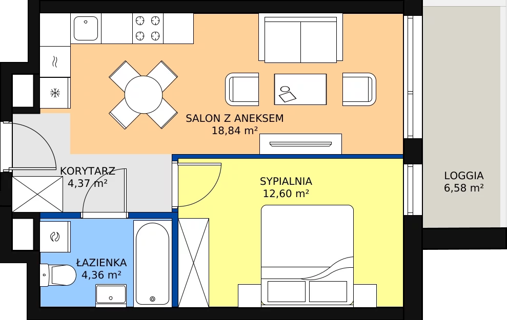 Zalety mieszkania 40.17 m², WJ-E1-LM-25