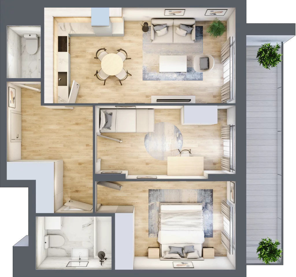 3 pokoje, mieszkanie 59,54 m², piętro 6, oferta nr WJ-E1-LM-48, Wojciechowska Square, Lublin, Konstantynów, Konstantynów, ul. Wojciechowska 40