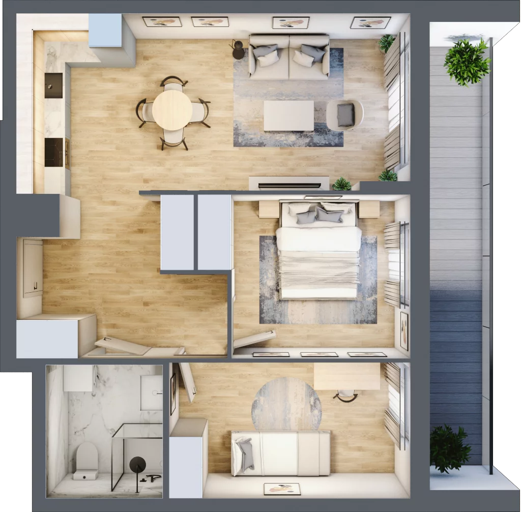 3 pokoje, mieszkanie 58,54 m², piętro 1, oferta nr WJ-E1-LM-117, Wojciechowska Square, Lublin, Konstantynów, Konstantynów, ul. Wojciechowska 40