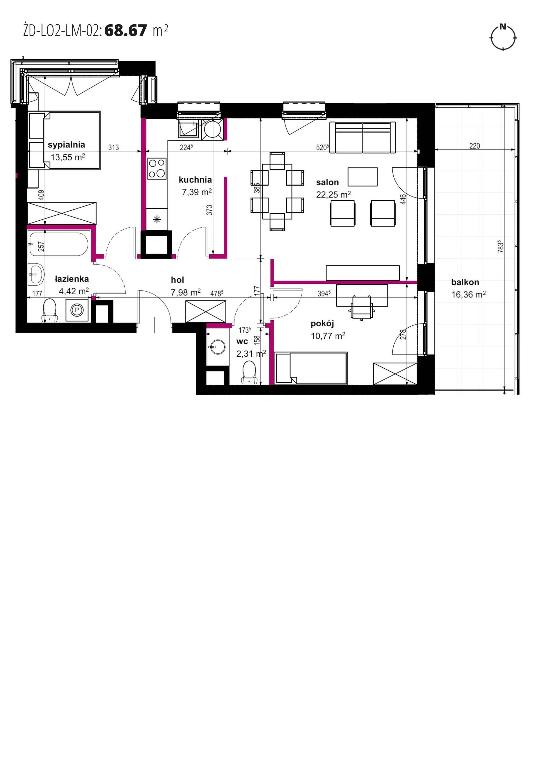 Mieszkanie 68,67 m², parter, oferta nr LM-02, Orkana Residence II etap, Lublin, Czuby Północne, Czuby Północne, ul. Władysława Orkana