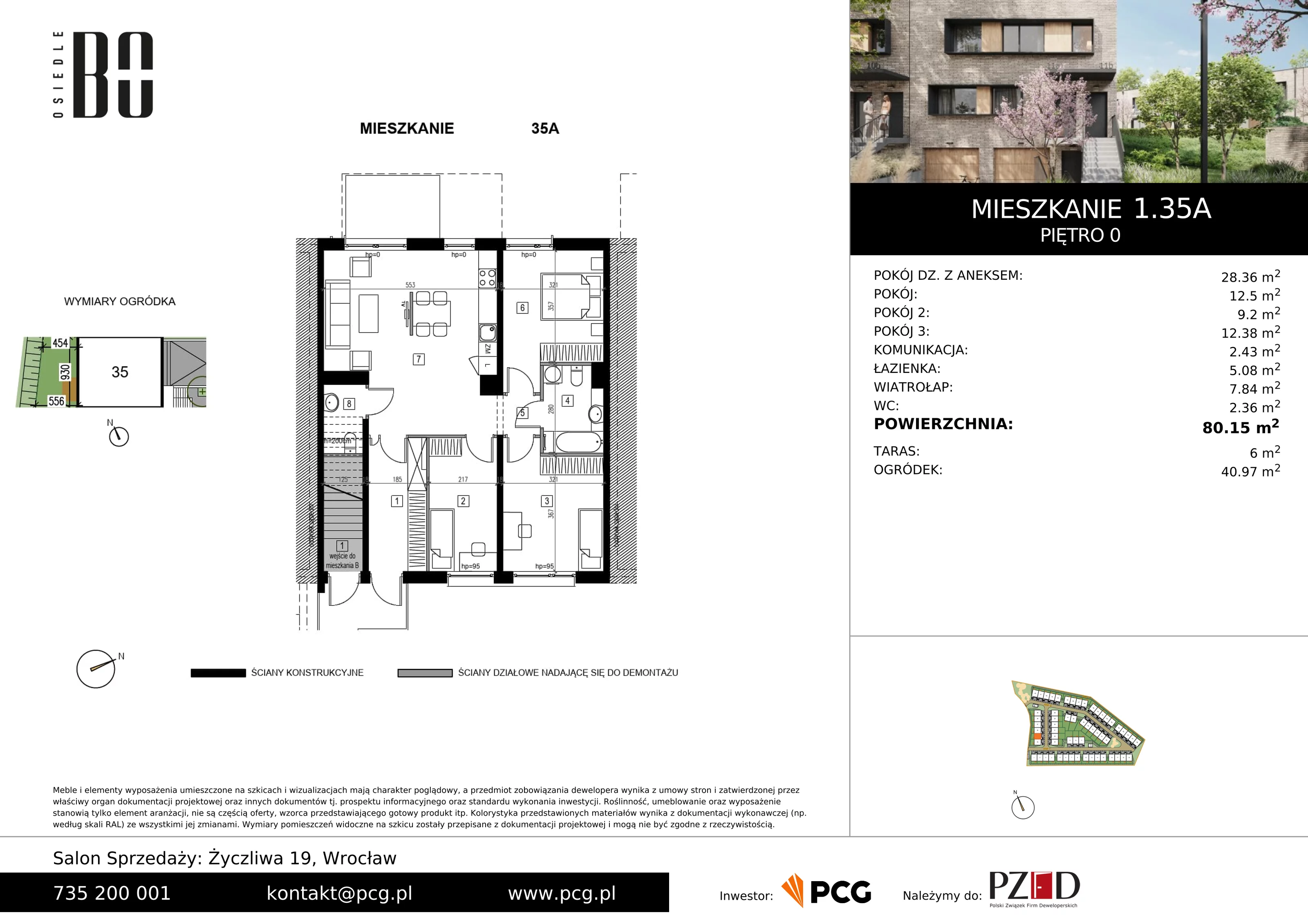 Apartament 80,15 m², parter, oferta nr 1.35A, Osiedle BO, Wrocław, Kowale, ul. Bociana