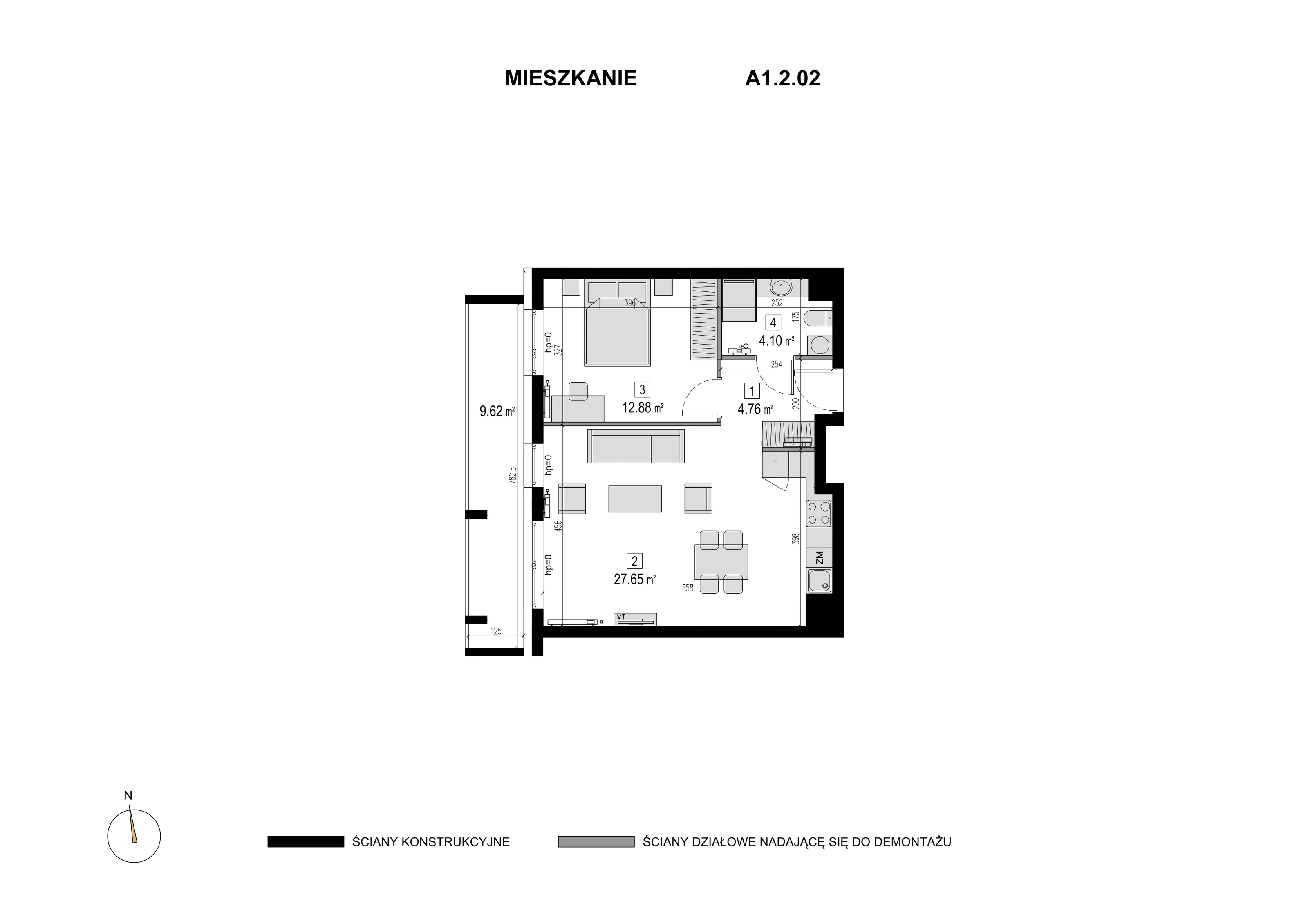 Mieszkanie 49,39 m², piętro 1, oferta nr A1.2.02, Novaforma, Legnica, ul. Chojnowska