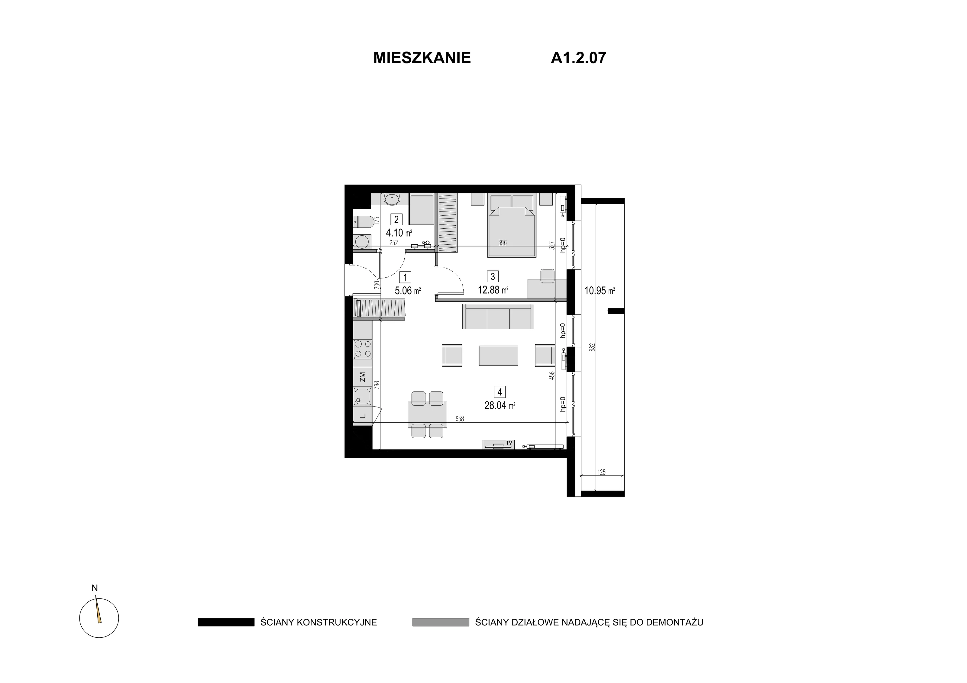 Mieszkanie 50,08 m², piętro 1, oferta nr A1.2.07, Novaforma, Legnica, ul. Chojnowska