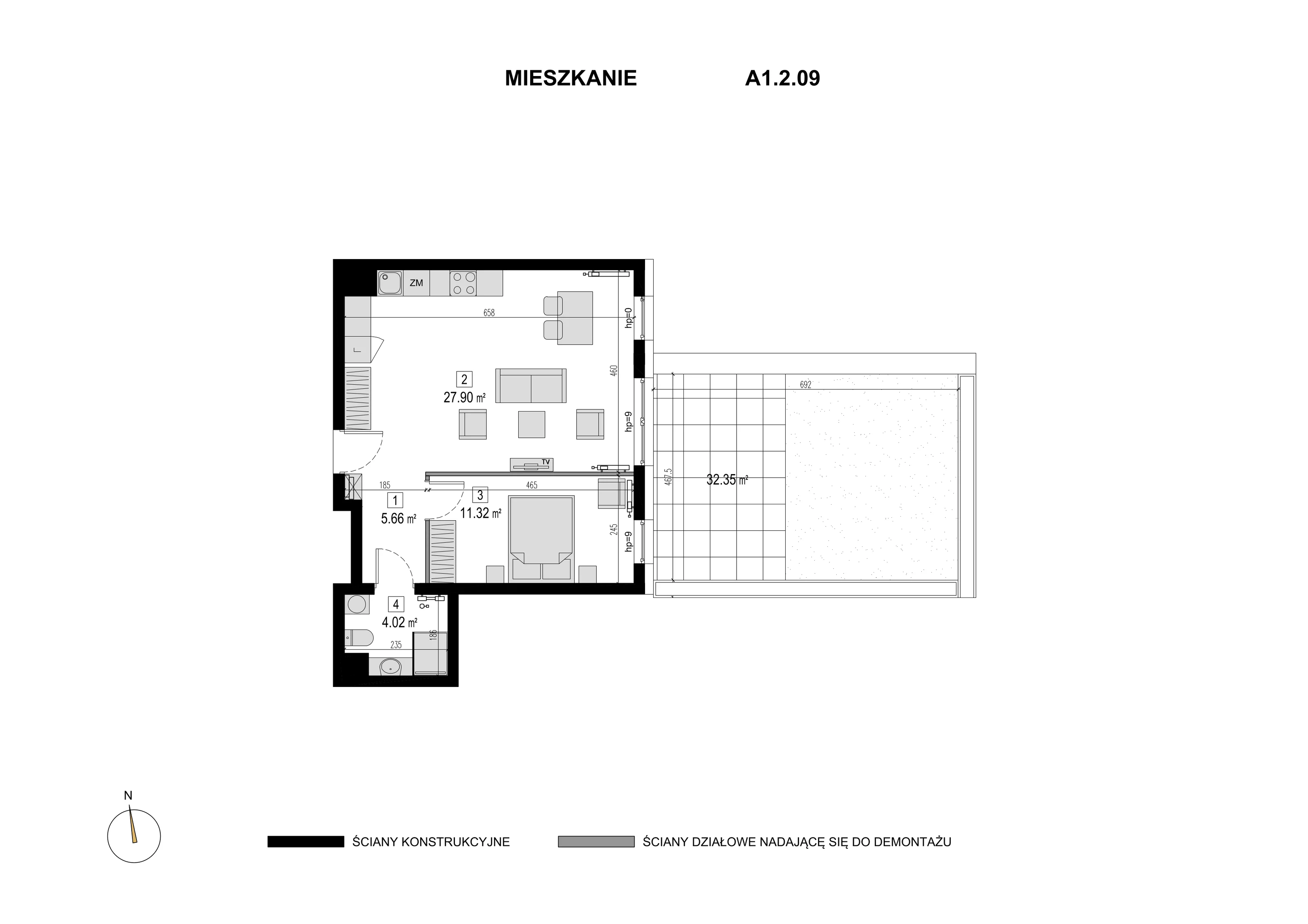 Mieszkanie 48,90 m², piętro 1, oferta nr A1.2.09, Novaforma, Legnica, ul. Chojnowska