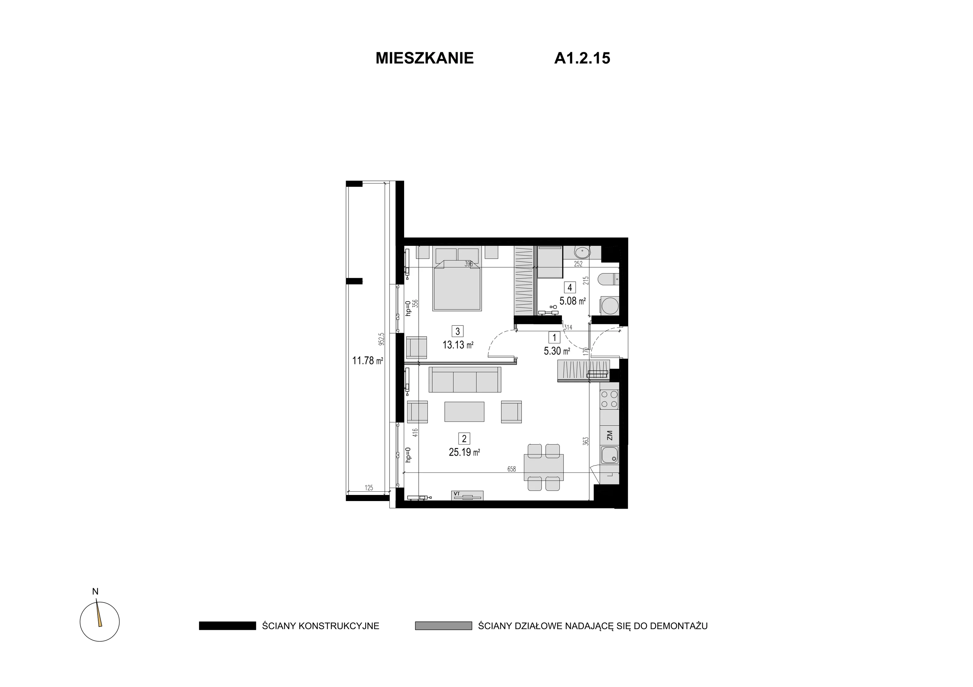 Mieszkanie 48,70 m², piętro 1, oferta nr A1.2.15, Novaforma, Legnica, ul. Chojnowska
