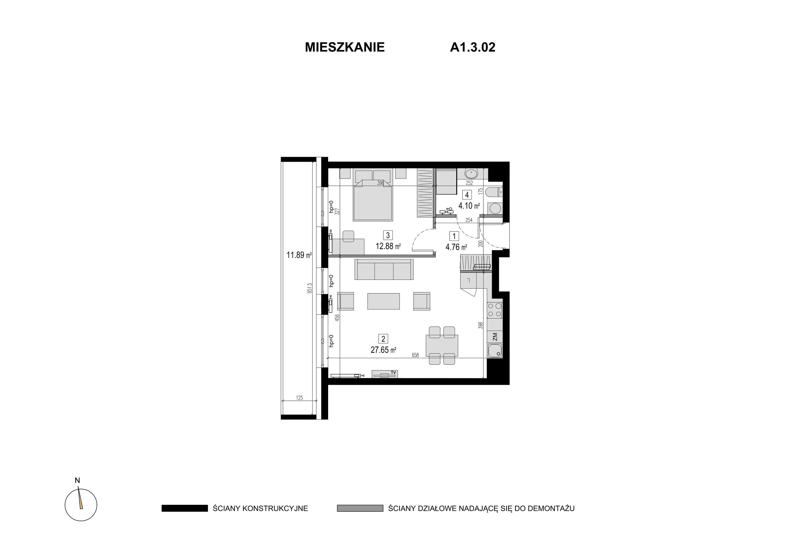 Mieszkanie 49,39 m², piętro 2, oferta nr A1.3.02, Novaforma, Legnica, ul. Chojnowska