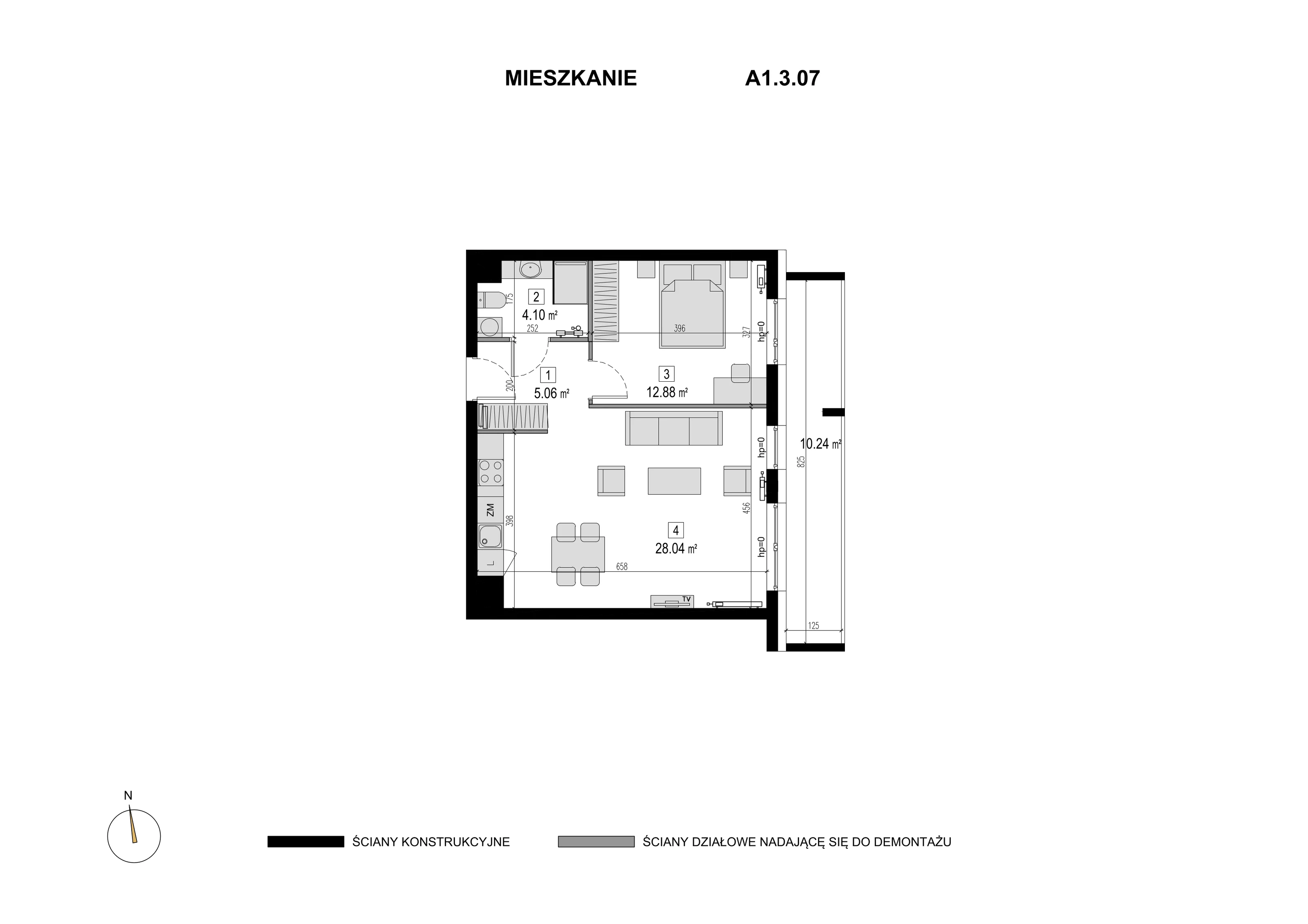 Mieszkanie 50,08 m², piętro 2, oferta nr A1.3.07, Novaforma, Legnica, ul. Chojnowska