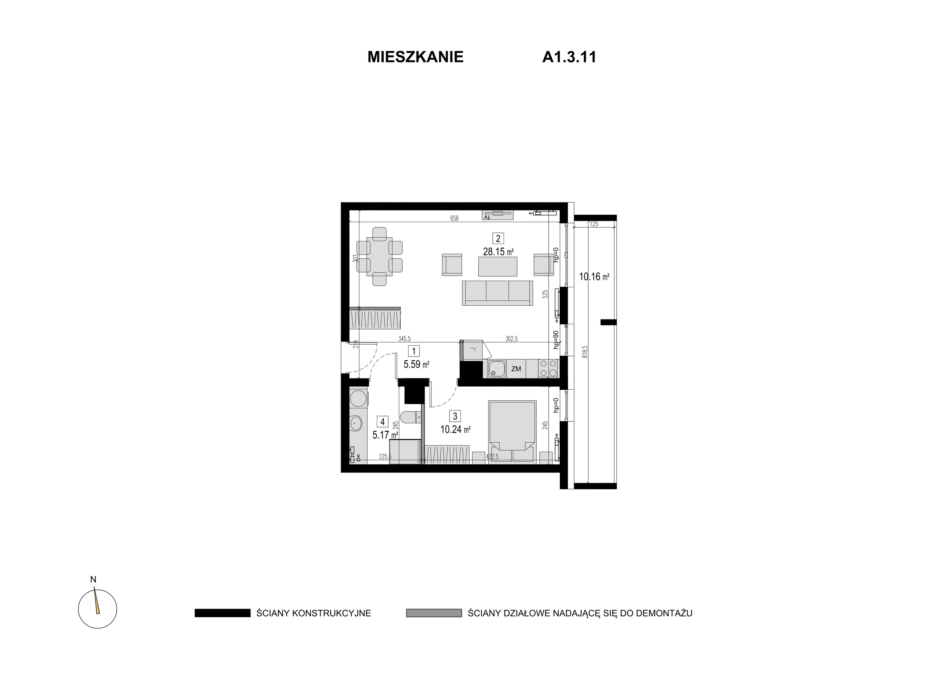 Mieszkanie 49,15 m², piętro 2, oferta nr A1.3.11, Novaforma, Legnica, ul. Chojnowska