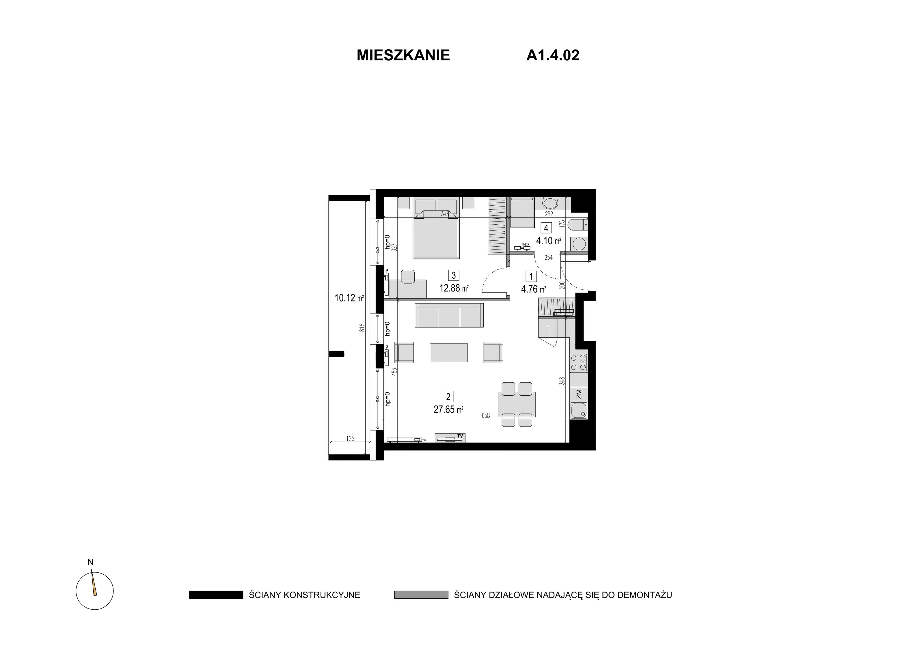 Mieszkanie 49,39 m², piętro 3, oferta nr A1.4.02, Novaforma, Legnica, ul. Chojnowska