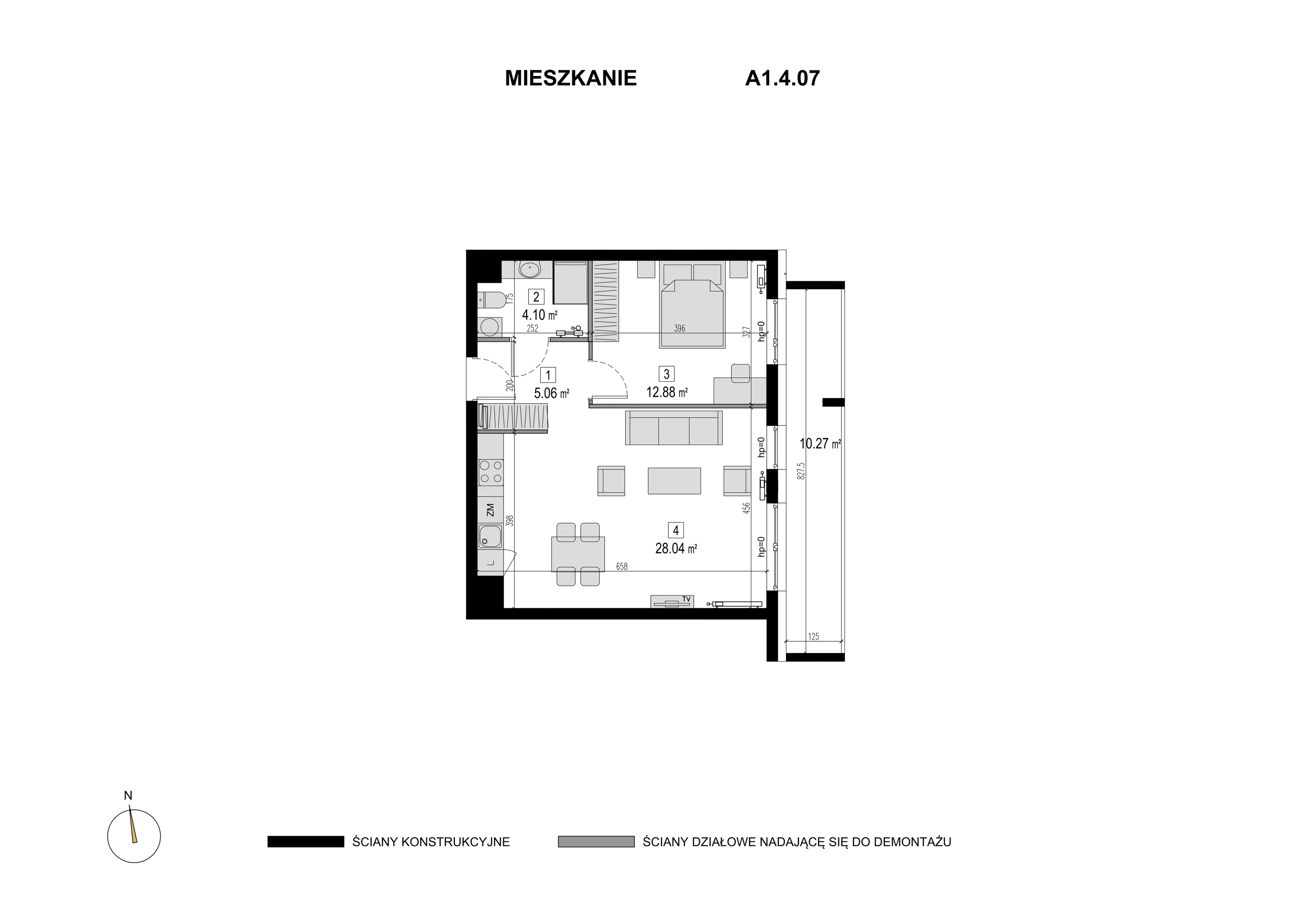 Mieszkanie 50,08 m², piętro 3, oferta nr A1.4.07, Novaforma, Legnica, ul. Chojnowska