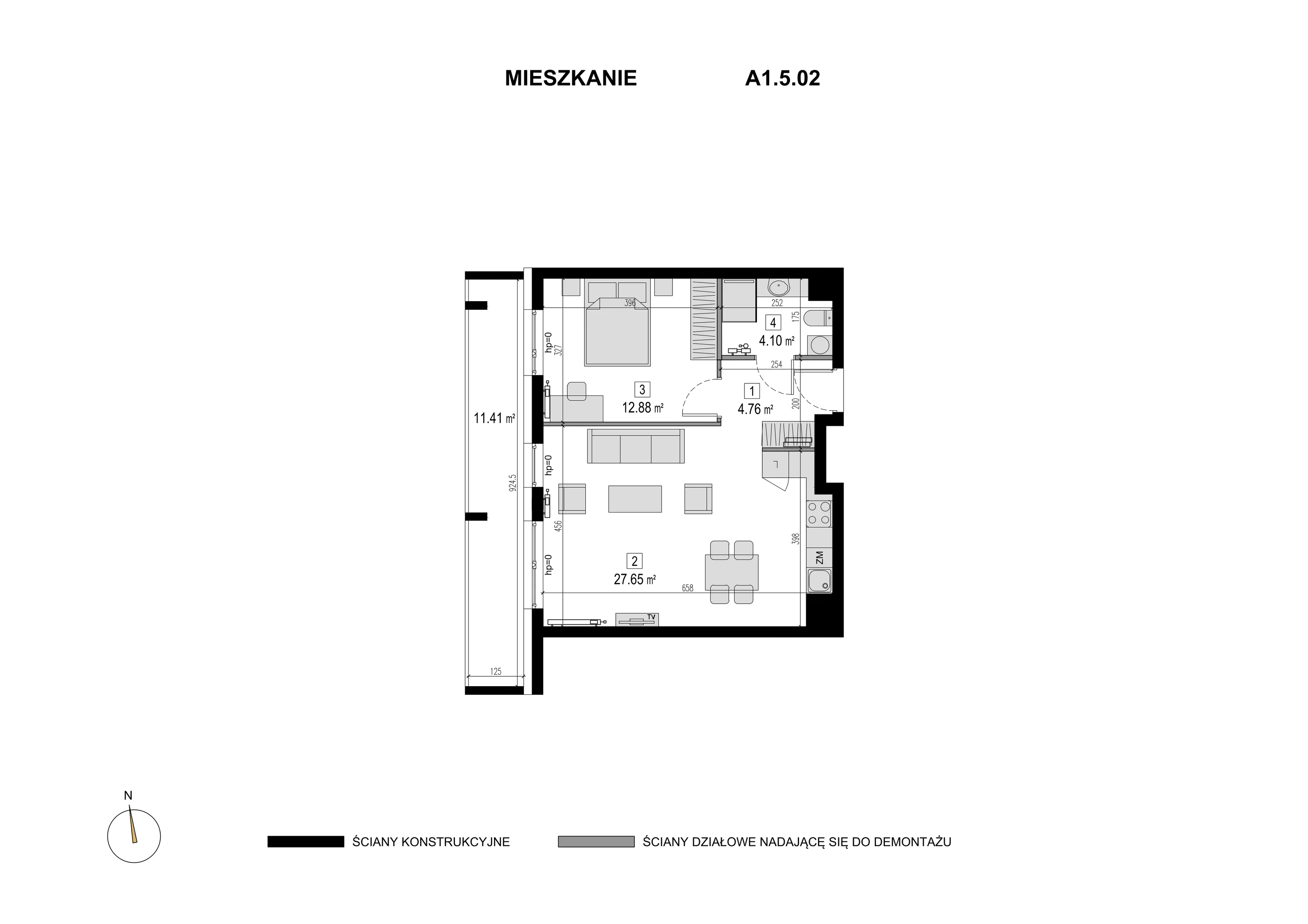 Mieszkanie 49,39 m², piętro 4, oferta nr A1.5.02, Novaforma, Legnica, ul. Chojnowska
