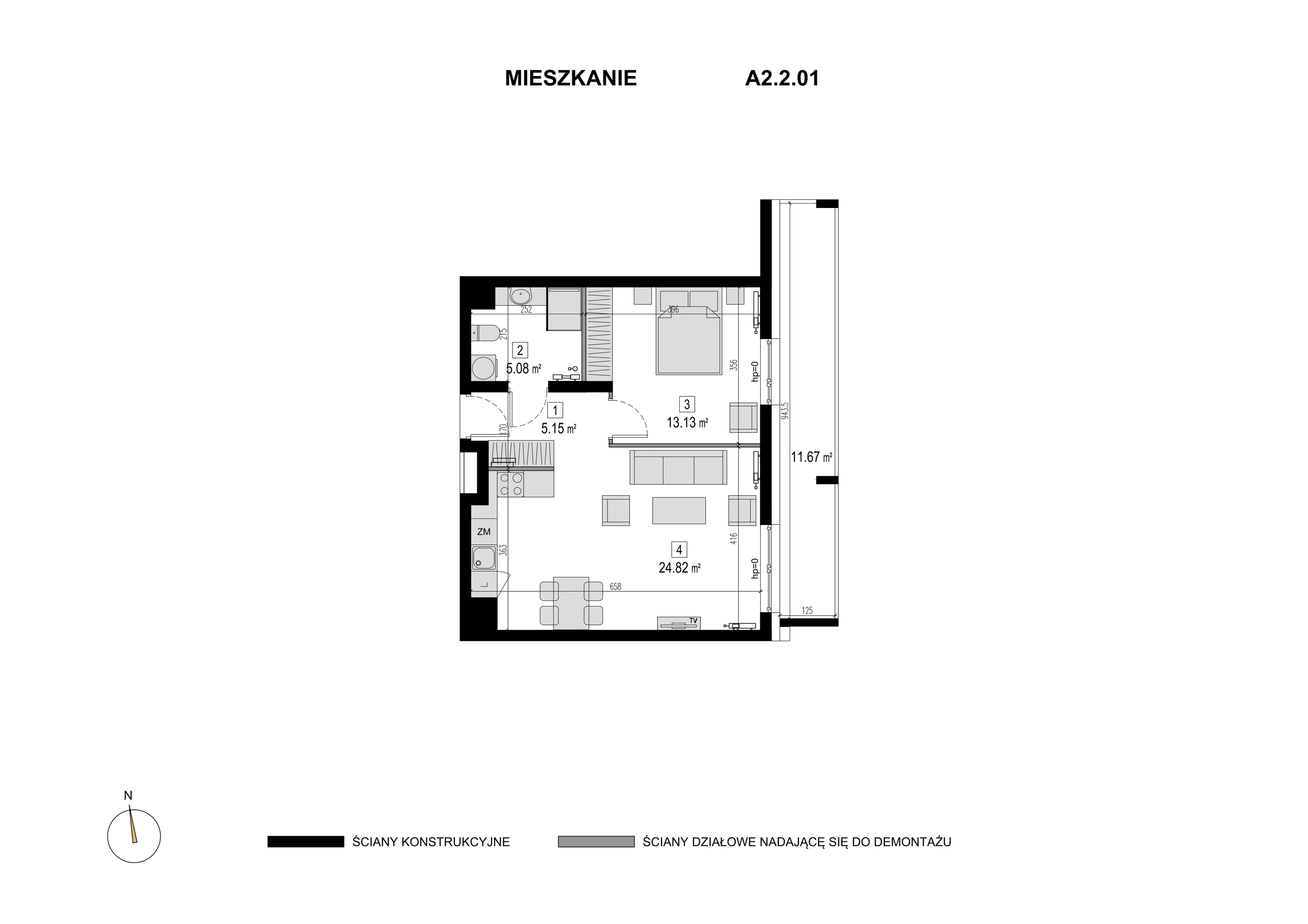Mieszkanie 48,18 m², piętro 1, oferta nr A2.2.01, Novaforma, Legnica, ul. Chojnowska