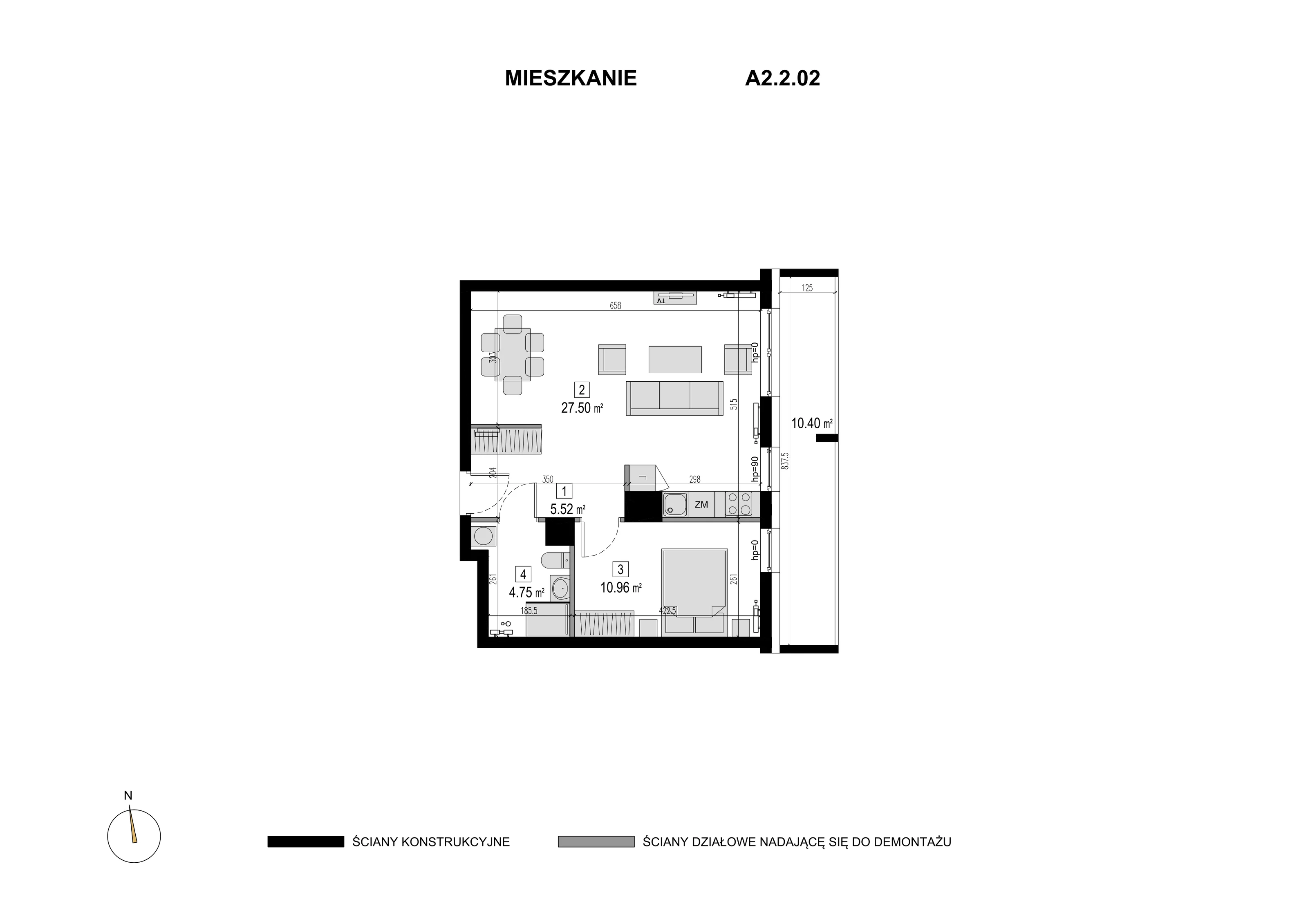 Mieszkanie 48,73 m², piętro 1, oferta nr A2.2.02, Novaforma, Legnica, ul. Chojnowska