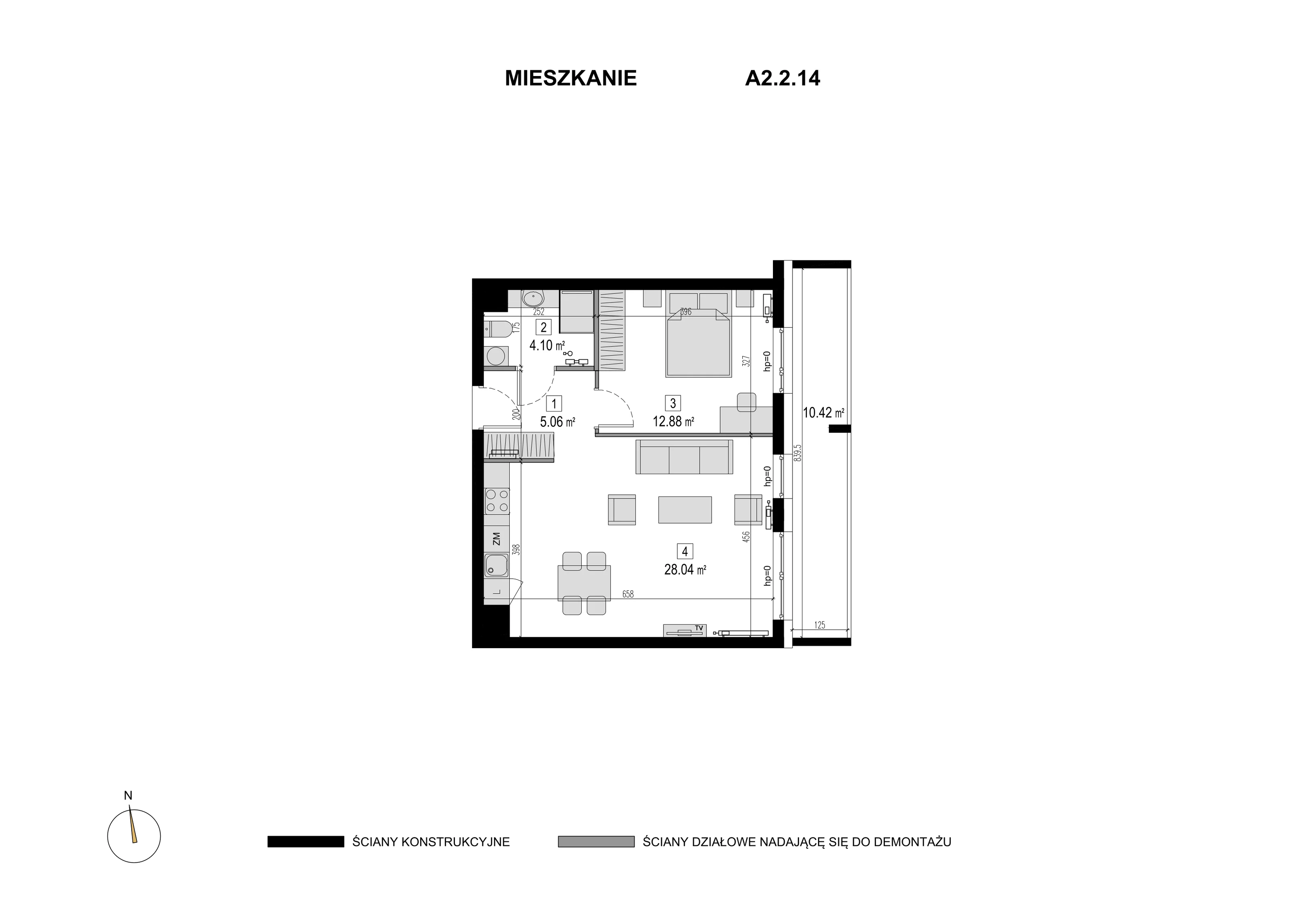 Mieszkanie 50,08 m², piętro 1, oferta nr A2.2.14, Novaforma, Legnica, ul. Chojnowska