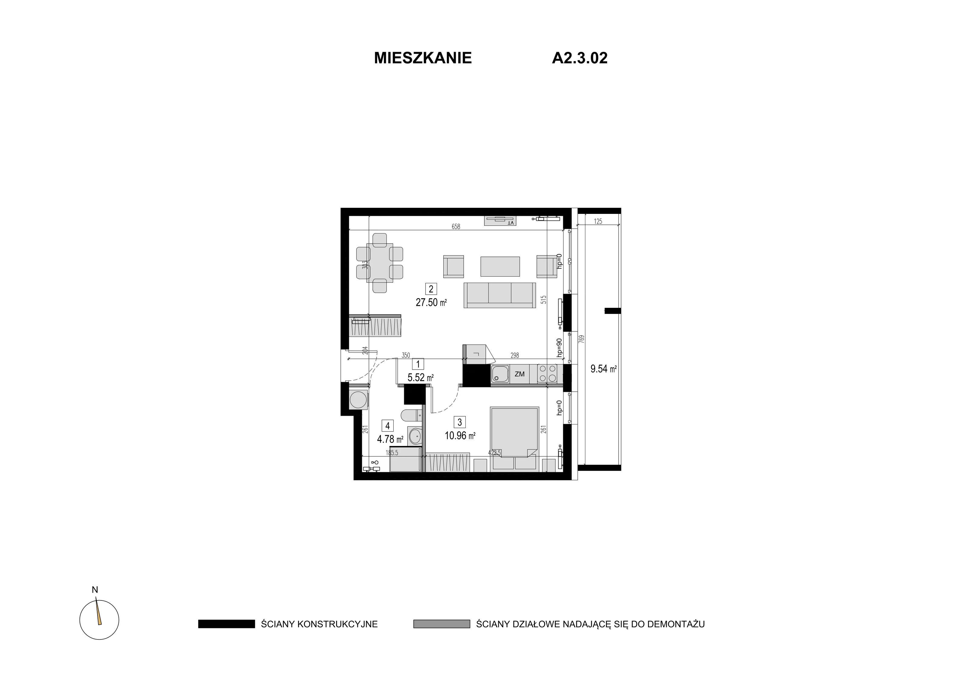 Mieszkanie 48,76 m², piętro 2, oferta nr A2.3.02, Novaforma, Legnica, ul. Chojnowska