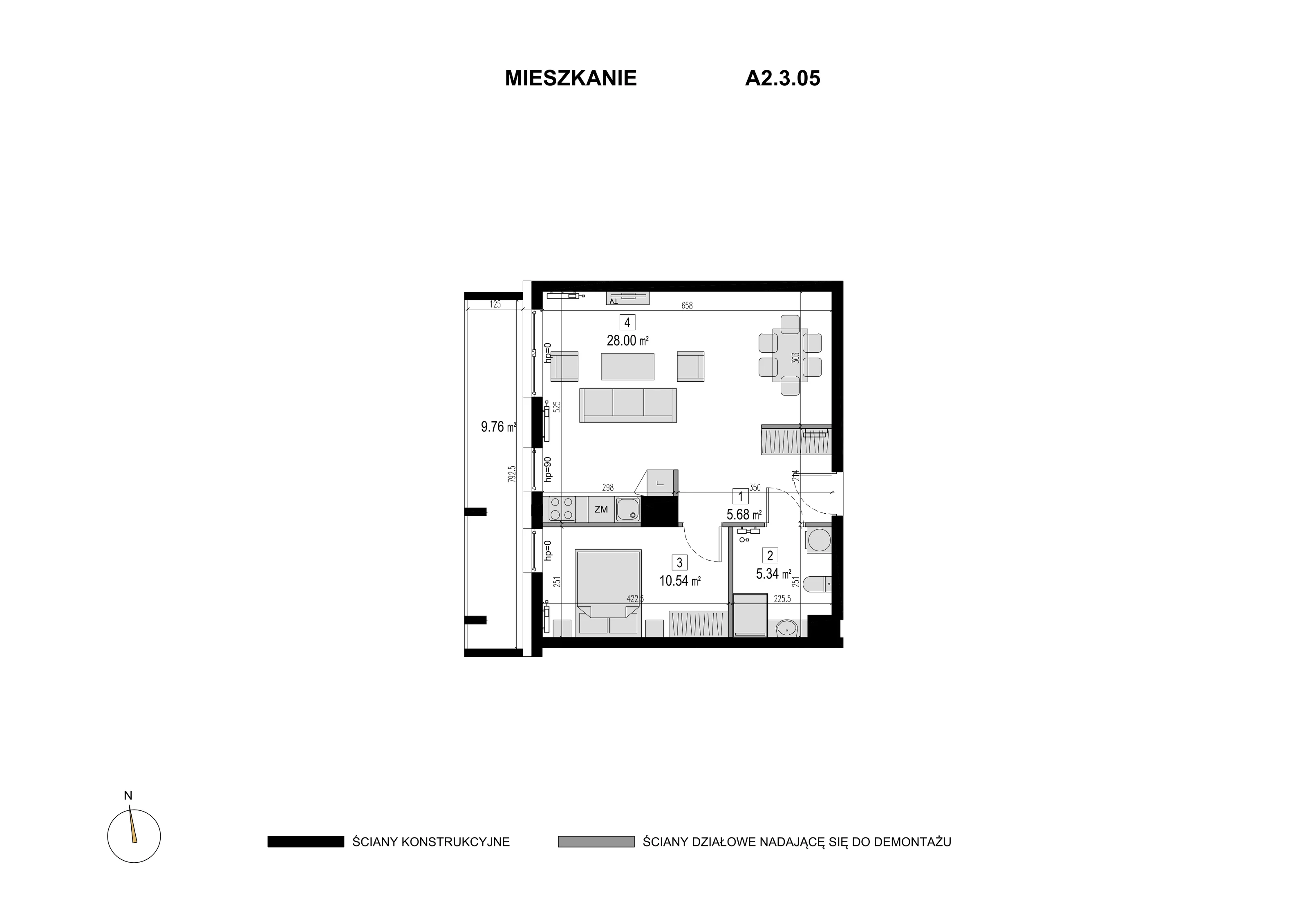Mieszkanie 49,56 m², piętro 2, oferta nr A2.3.05, Novaforma, Legnica, ul. Chojnowska