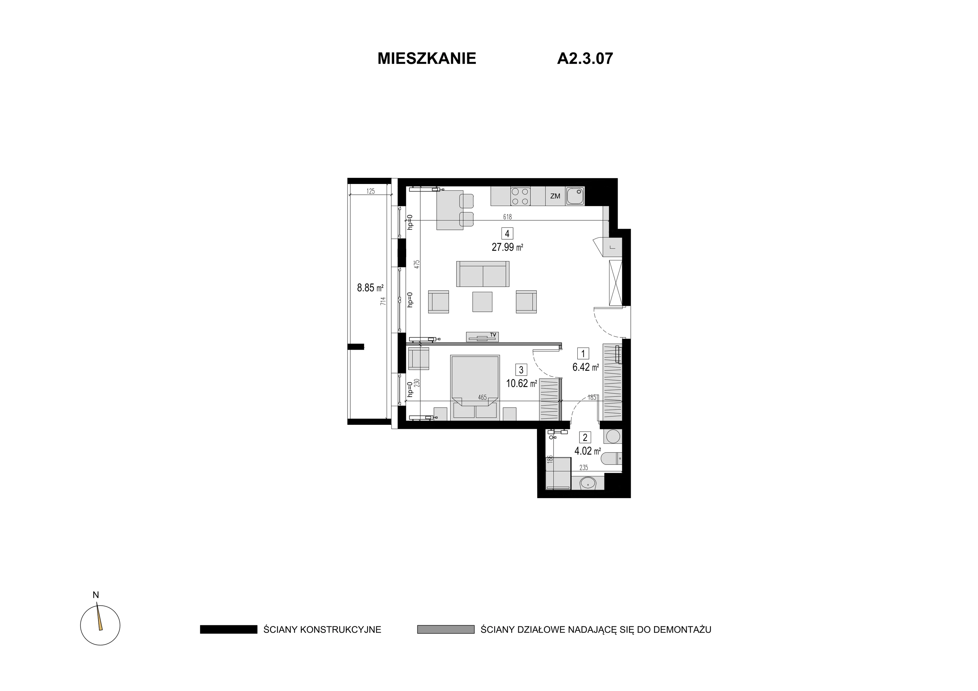 Mieszkanie 49,05 m², piętro 2, oferta nr A2.3.07, Novaforma, Legnica, ul. Chojnowska