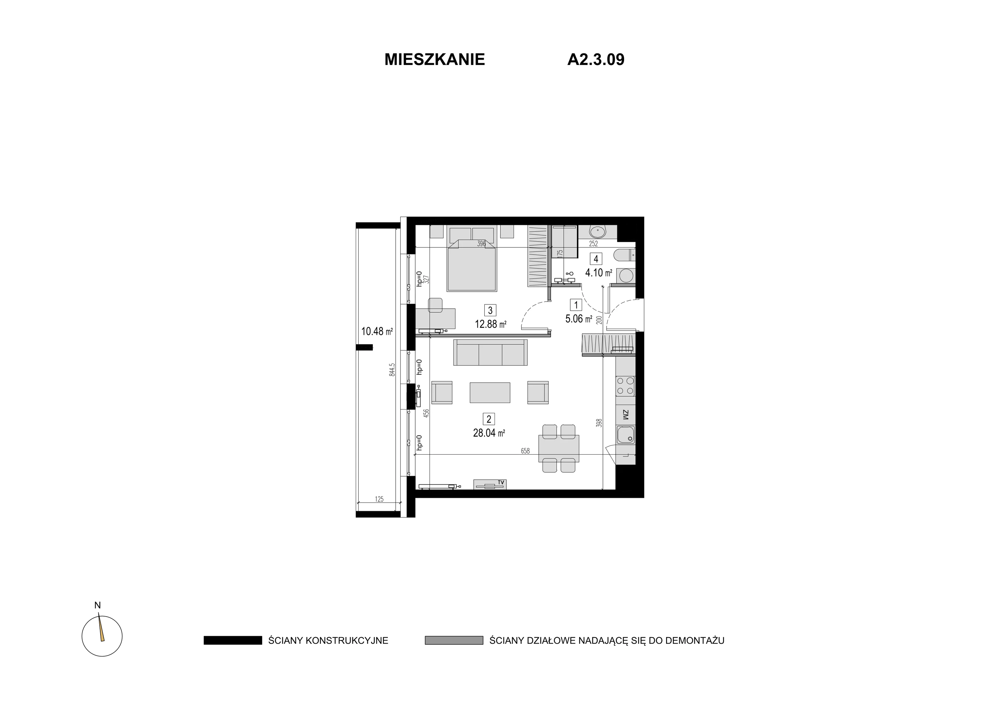 Mieszkanie 50,08 m², piętro 2, oferta nr A2.3.09, Novaforma, Legnica, ul. Chojnowska