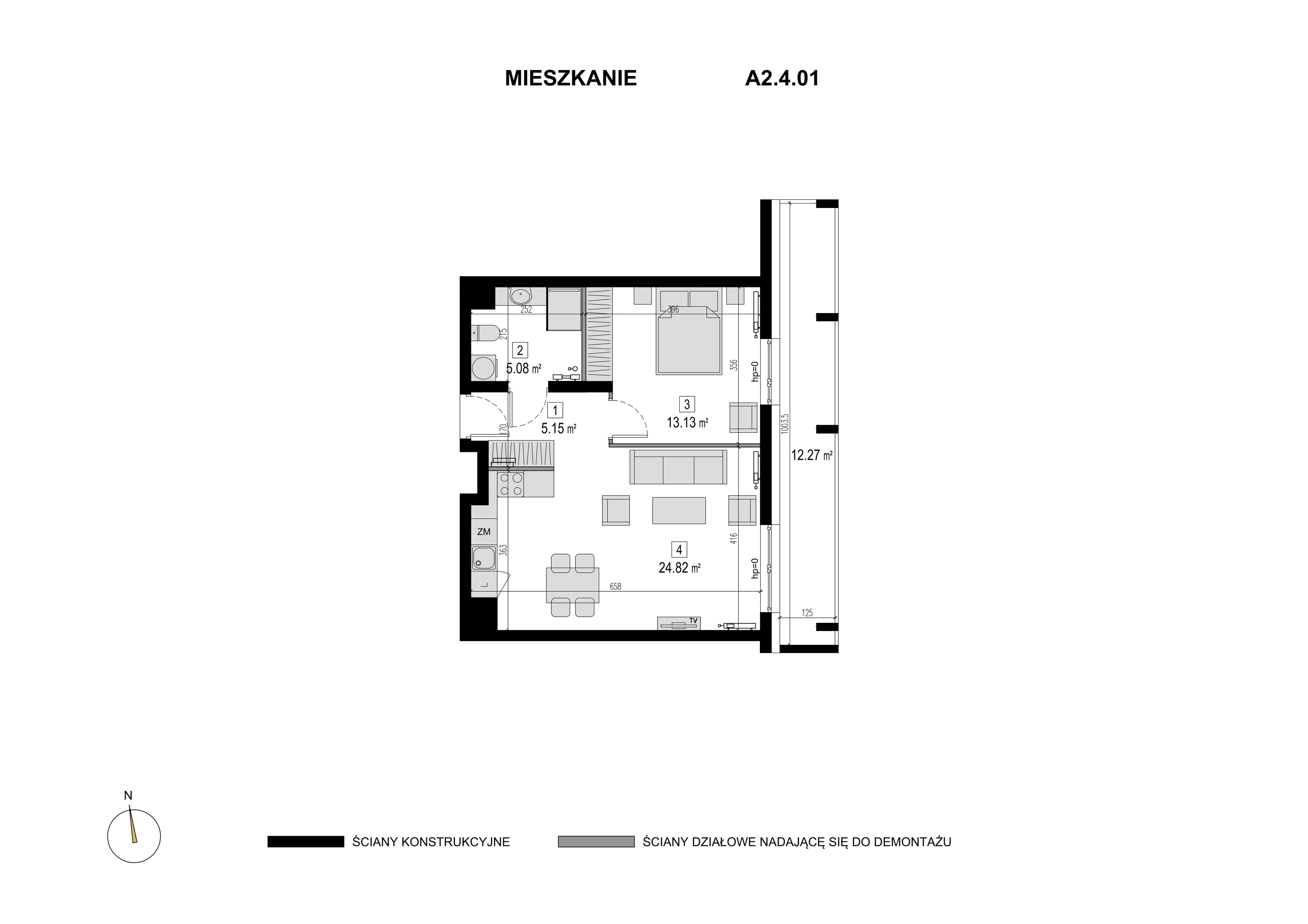 Mieszkanie 48,18 m², piętro 3, oferta nr A2.4.01, Novaforma, Legnica, ul. Chojnowska