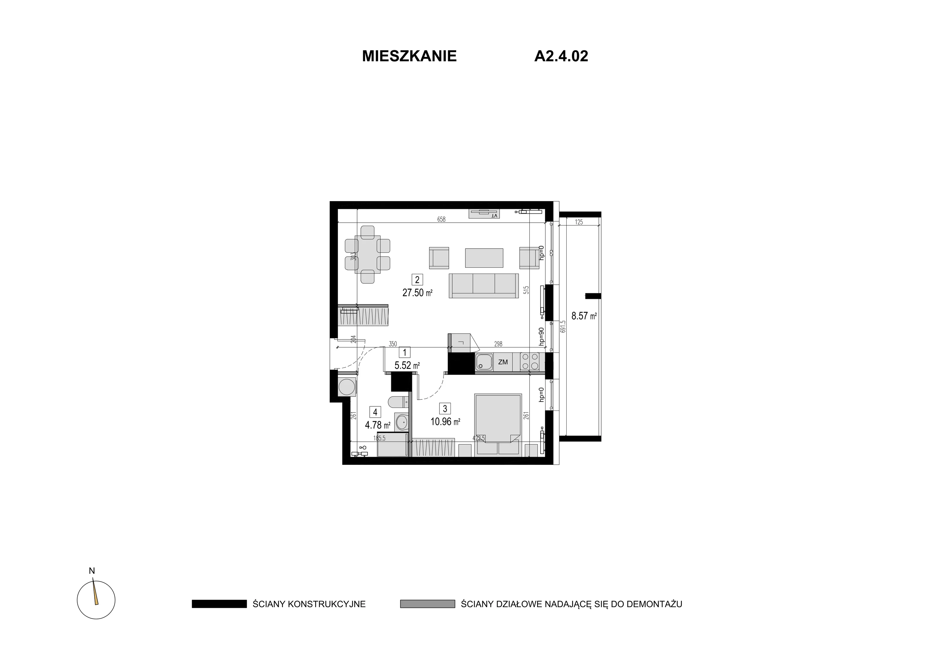 Mieszkanie 48,76 m², piętro 3, oferta nr A2.4.02, Novaforma, Legnica, ul. Chojnowska