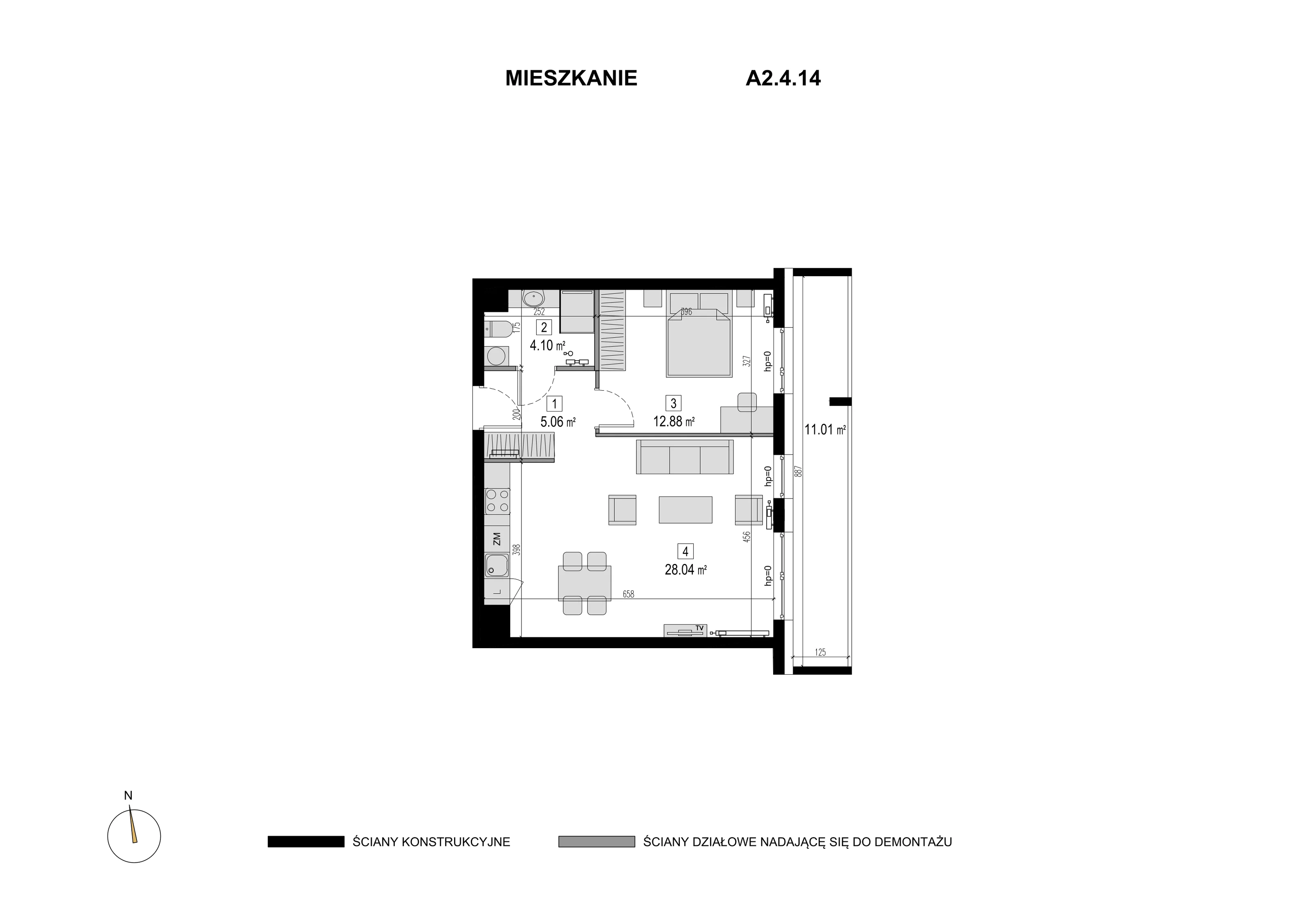 Mieszkanie 50,08 m², piętro 3, oferta nr A2.4.14, Novaforma, Legnica, ul. Chojnowska