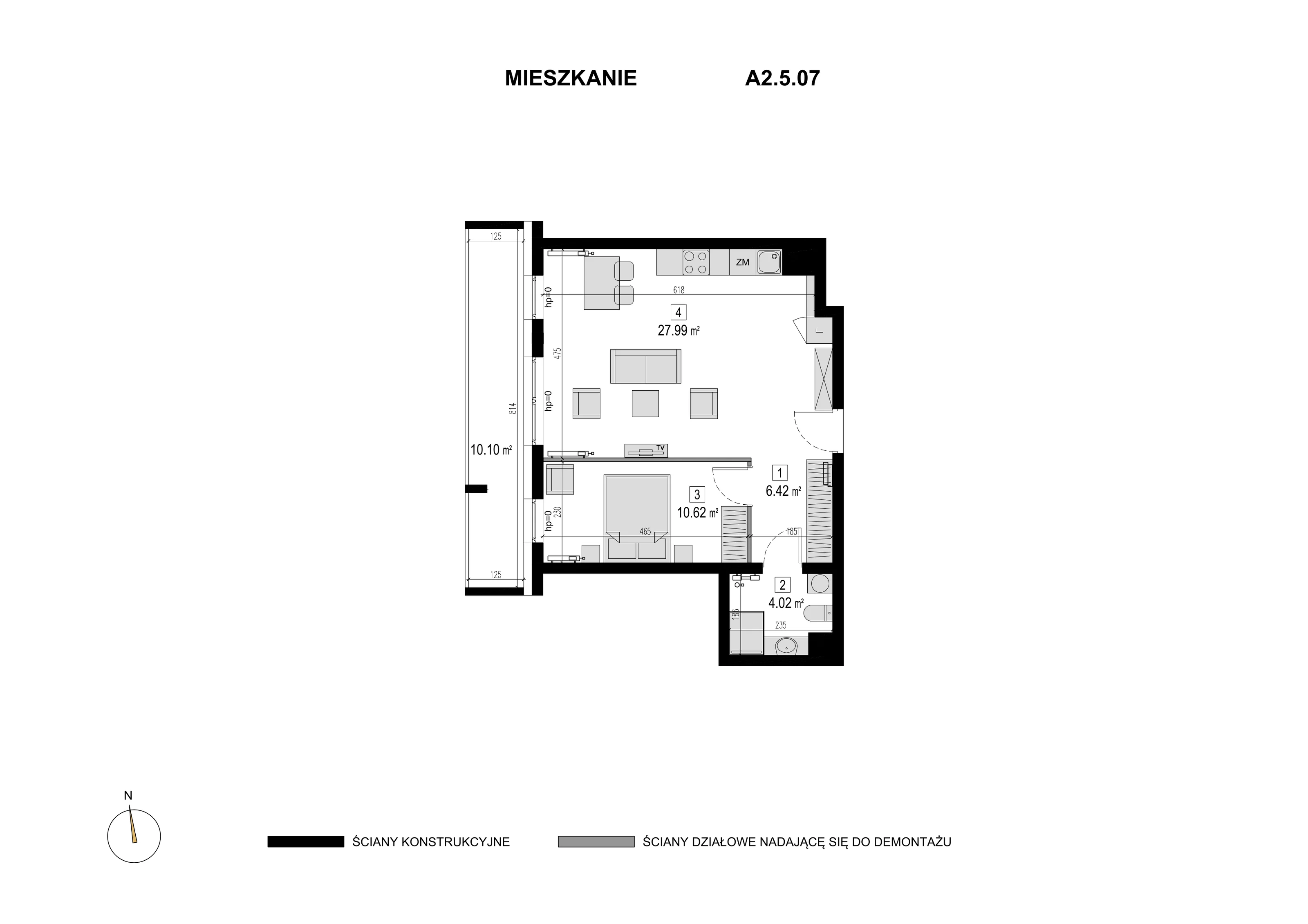Mieszkanie 49,05 m², piętro 4, oferta nr A2.5.07, Novaforma, Legnica, ul. Chojnowska